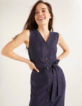 Robe Catriona en lin-Bleu marine