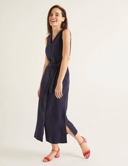Catriona Leinenkleid-Marineblau