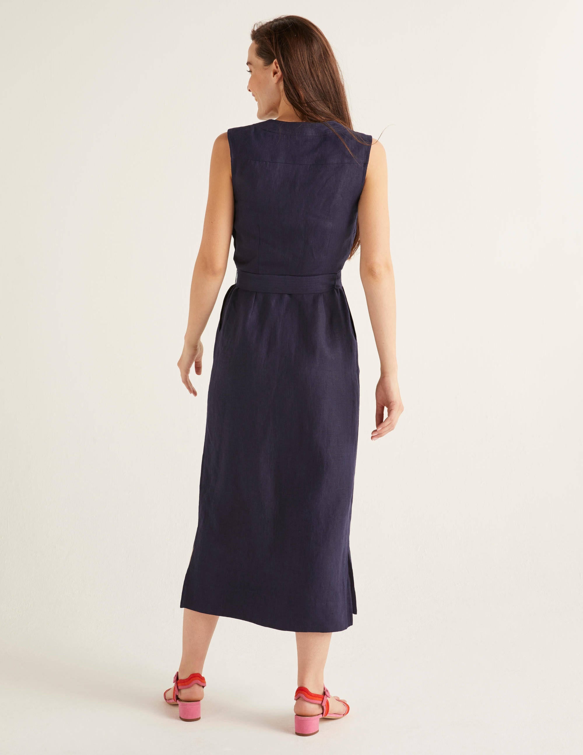 Robe Catriona en lin-Bleu marine - Image 3