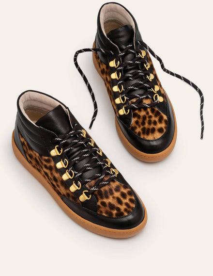Anita Turnschuhe-Schwarz/Hellbraun, Leopardenmuster