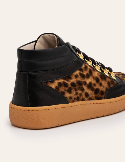 Anita Turnschuhe-Schwarz/Hellbraun, Leopardenmuster