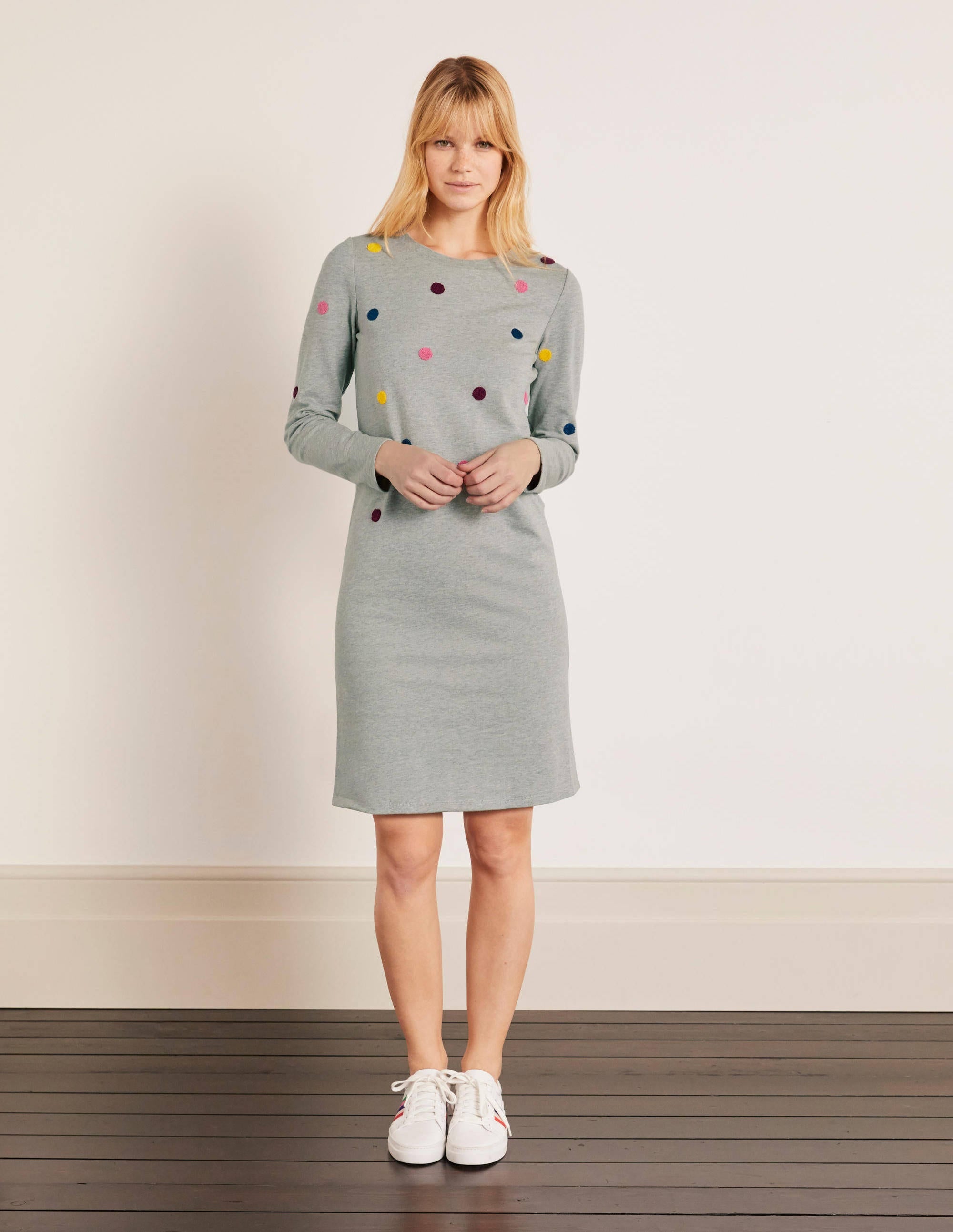 Robe-sweat-Gris chiné, pois bouclés - Image 2