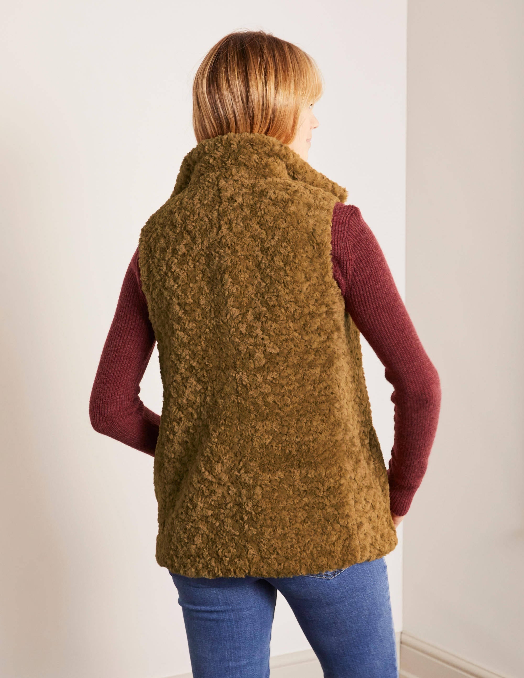 Haddon Faux Fur Gilet-Camel - Image 2