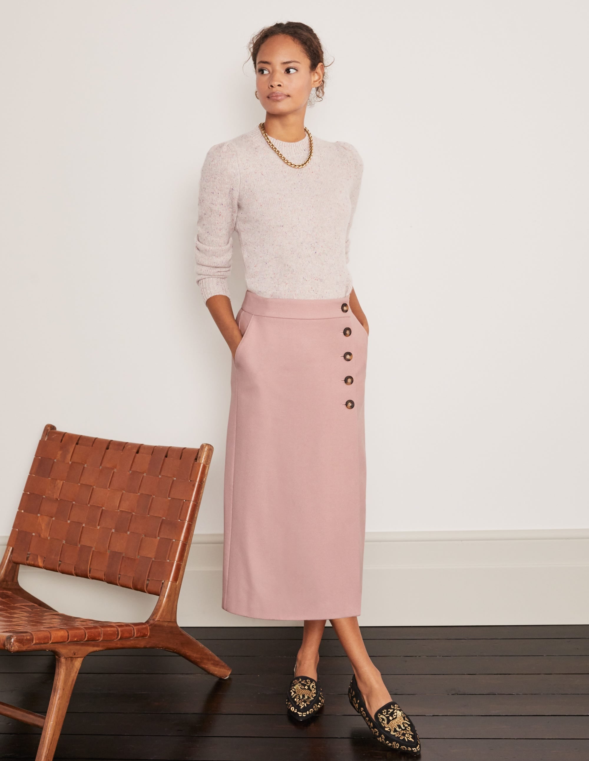 Jupe midi Darcey-Rose pâle - Image 3