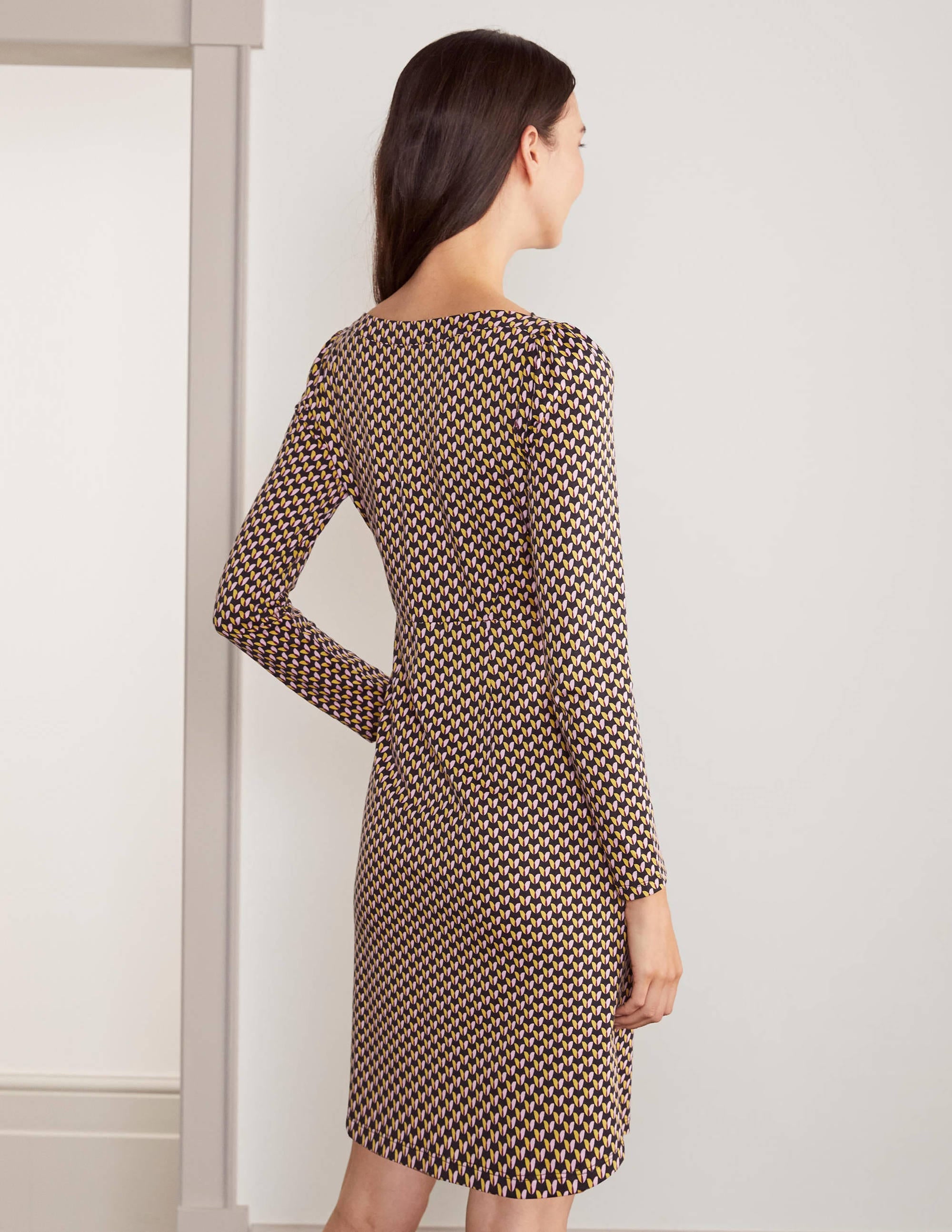 Robe Kathleen en jersey-Noir, bourgeon de fleur - Image 3