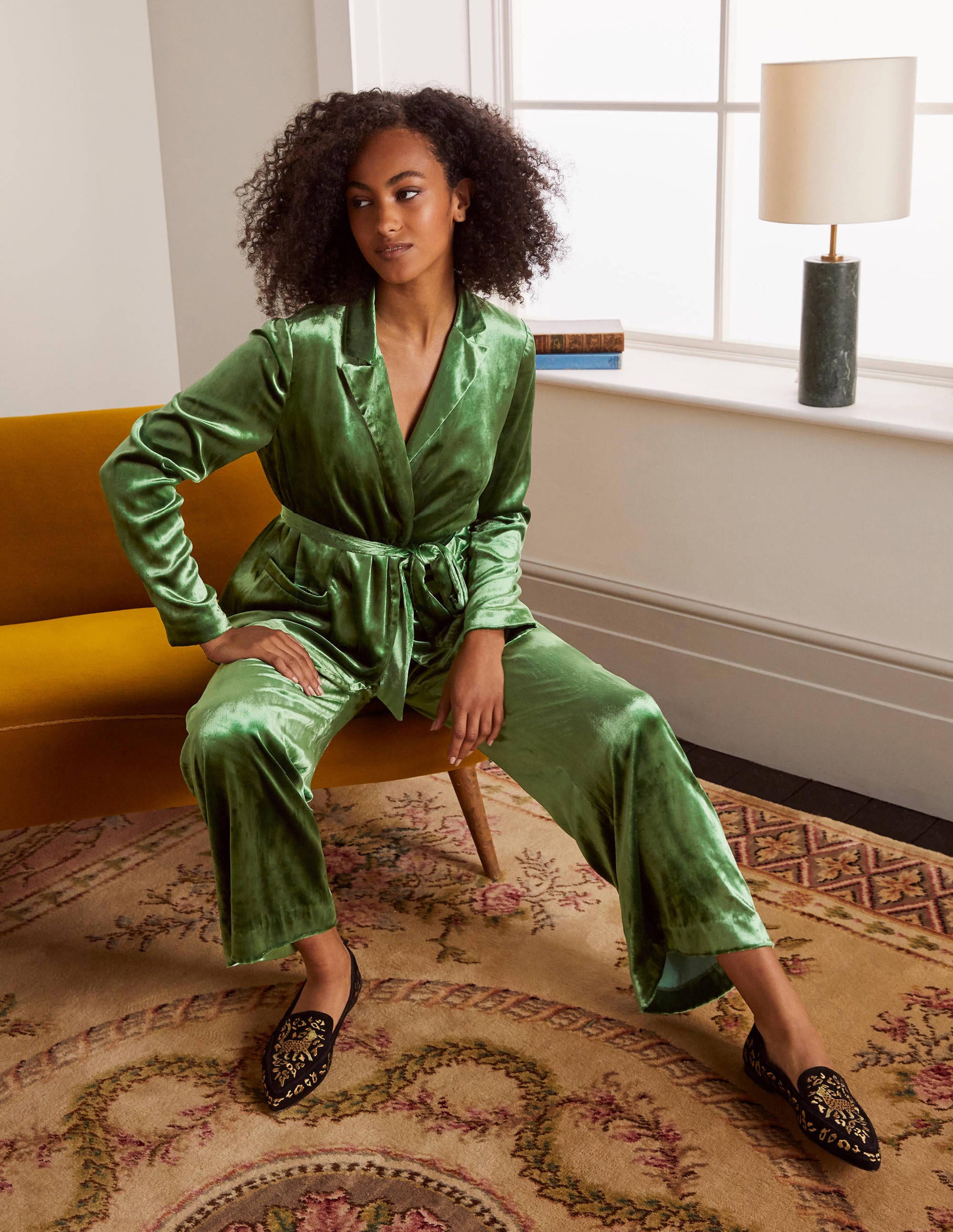 Blazer Rosebury en velours avec ceinture-Velours vert moyen - Image 4