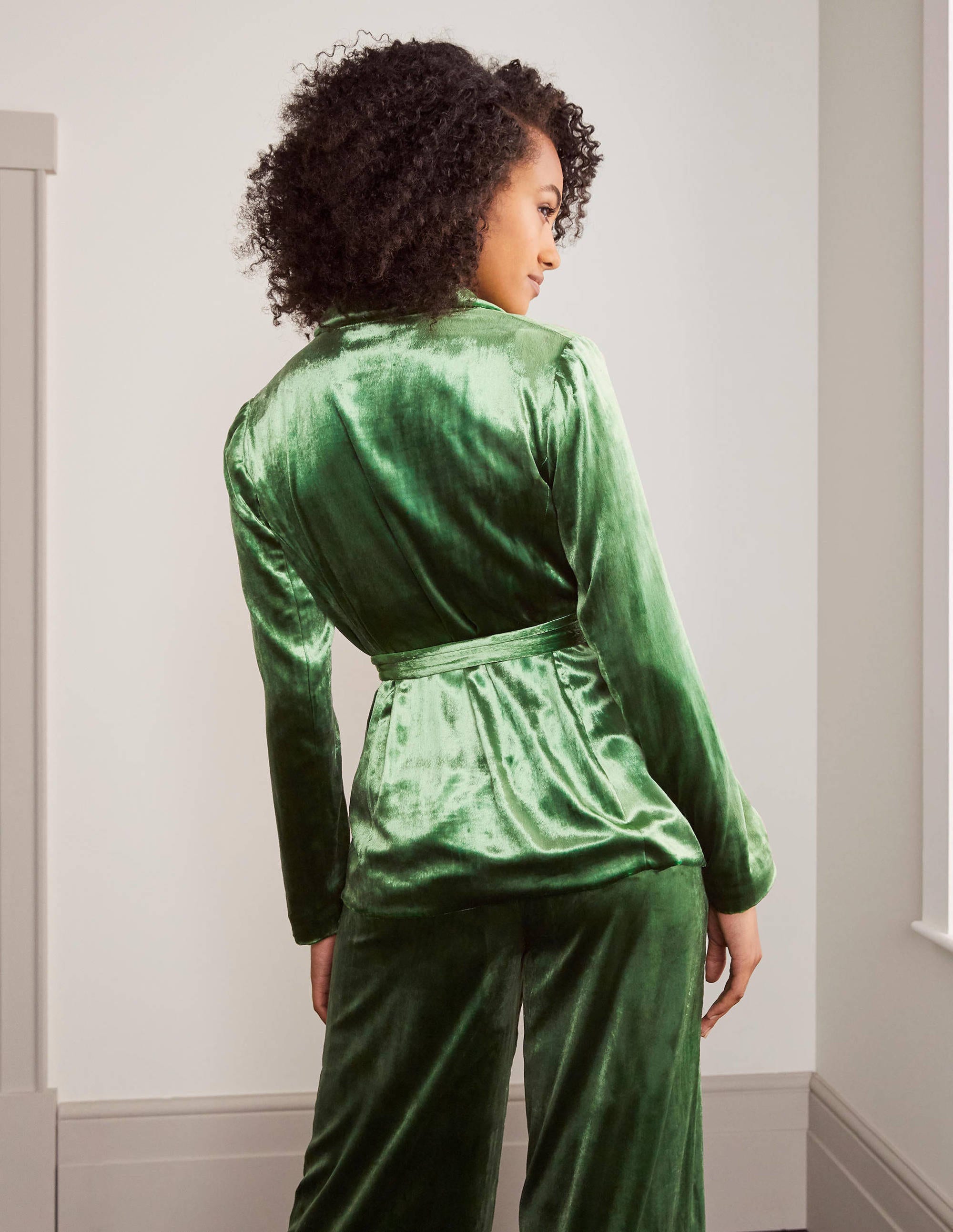 Blazer Rosebury en velours avec ceinture-Velours vert moyen - Image 2
