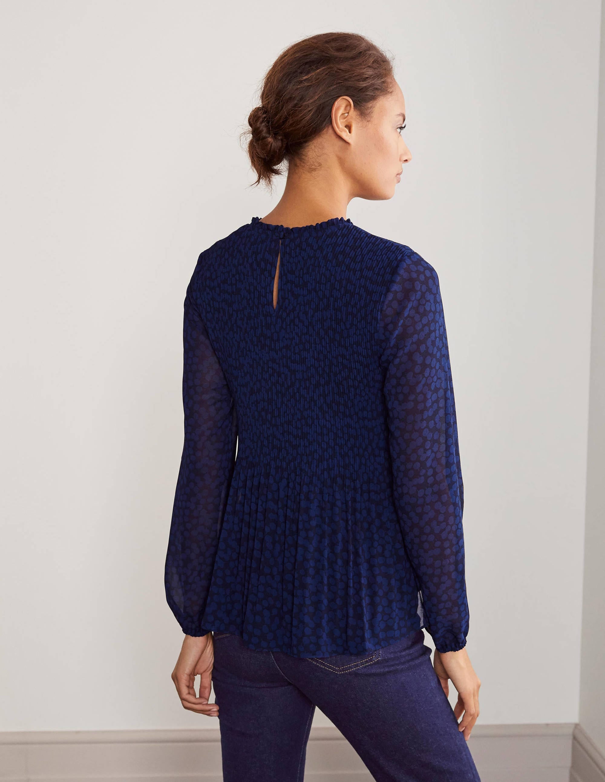 Nell Pleated Top-Blue Depths, Blossom Bud - Image 2