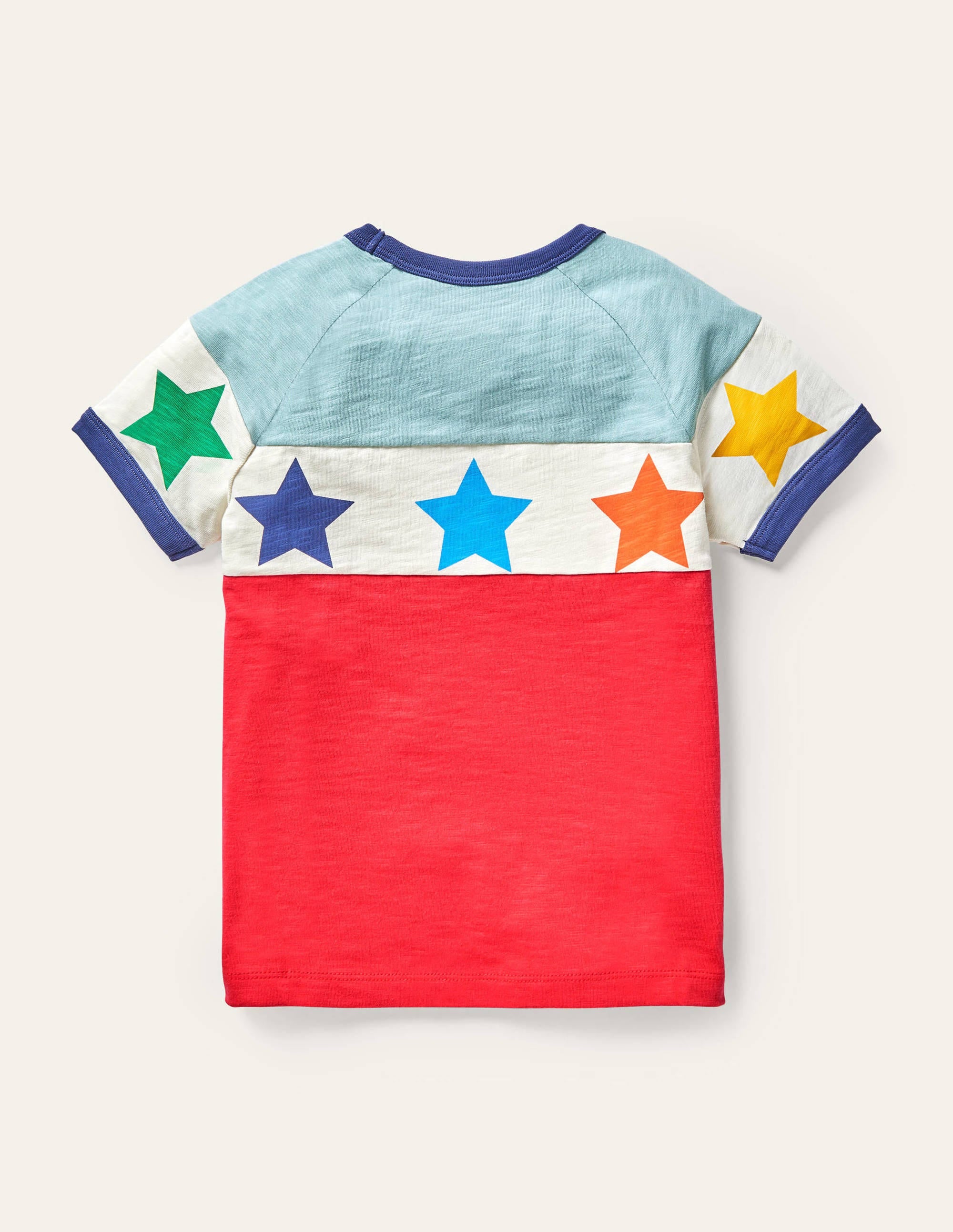 Colourblock Raglan T-shirt-Misty Blue/Strawberry Tart Red - Image 1