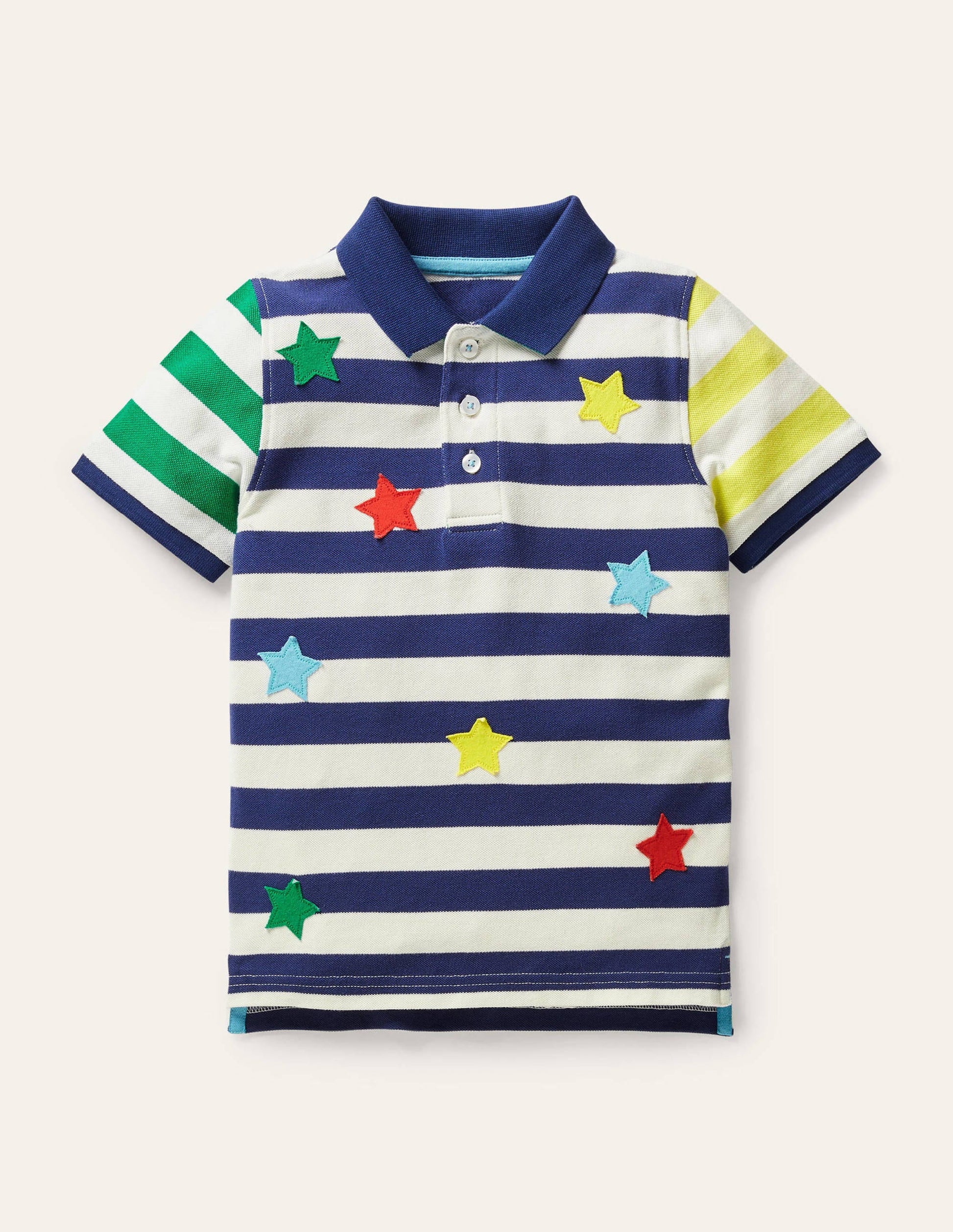 Piqué-Poloshirt-Navy/Naturweiß, Mustermix/Sterne-1