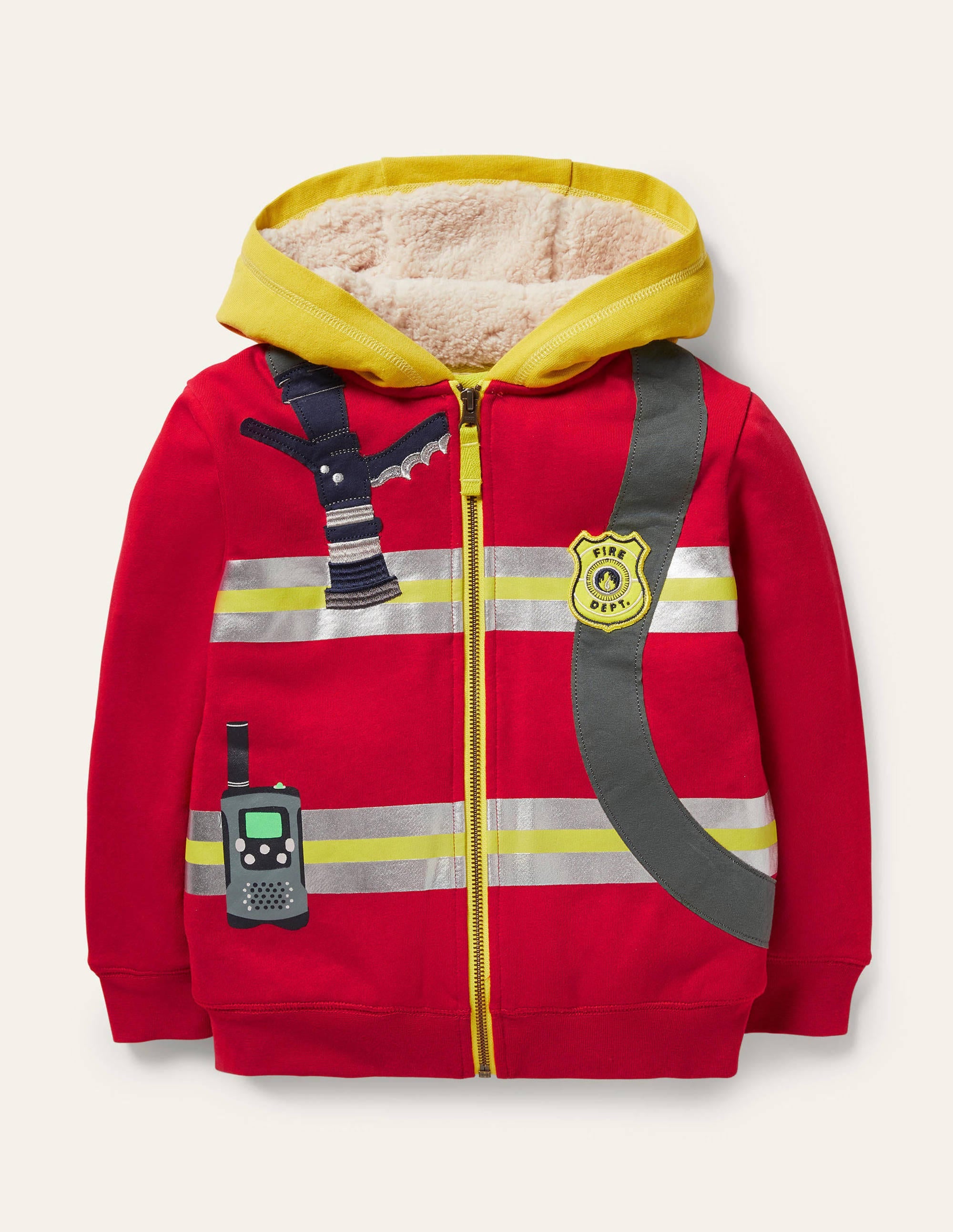 Kapuzenjacke mit kuscheligem Futter und Applikation-Rockabilly-Rot, Feuerwehrmann - Image 1