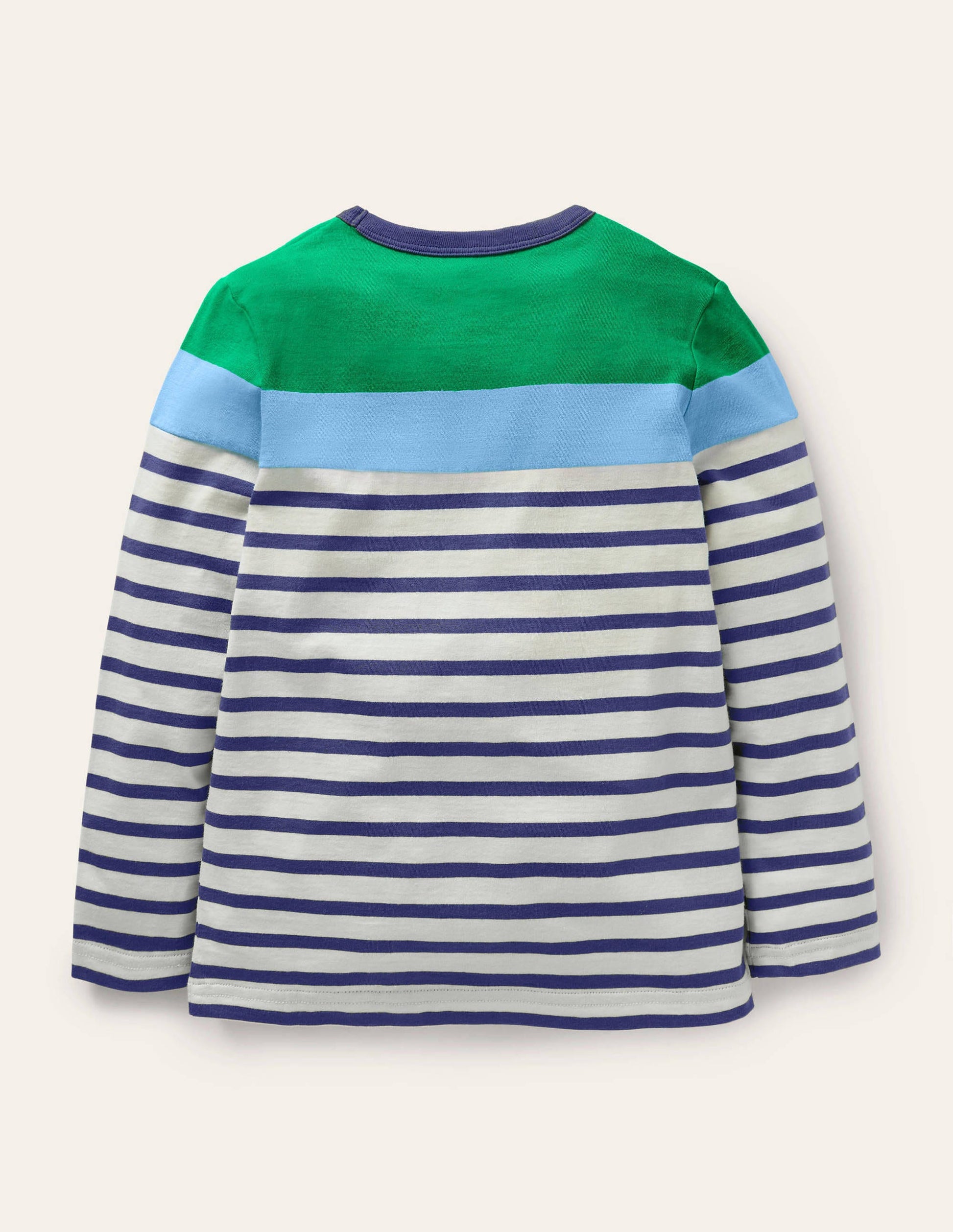 Colourblock Breton T-Shirt-Green Pepper/Ivory-2