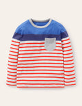 Marinière colourblock-Rouge fusée/bleu élisabéthain