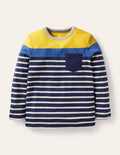Bretonshirt mit Blockfarben-Maisgelb/Navy