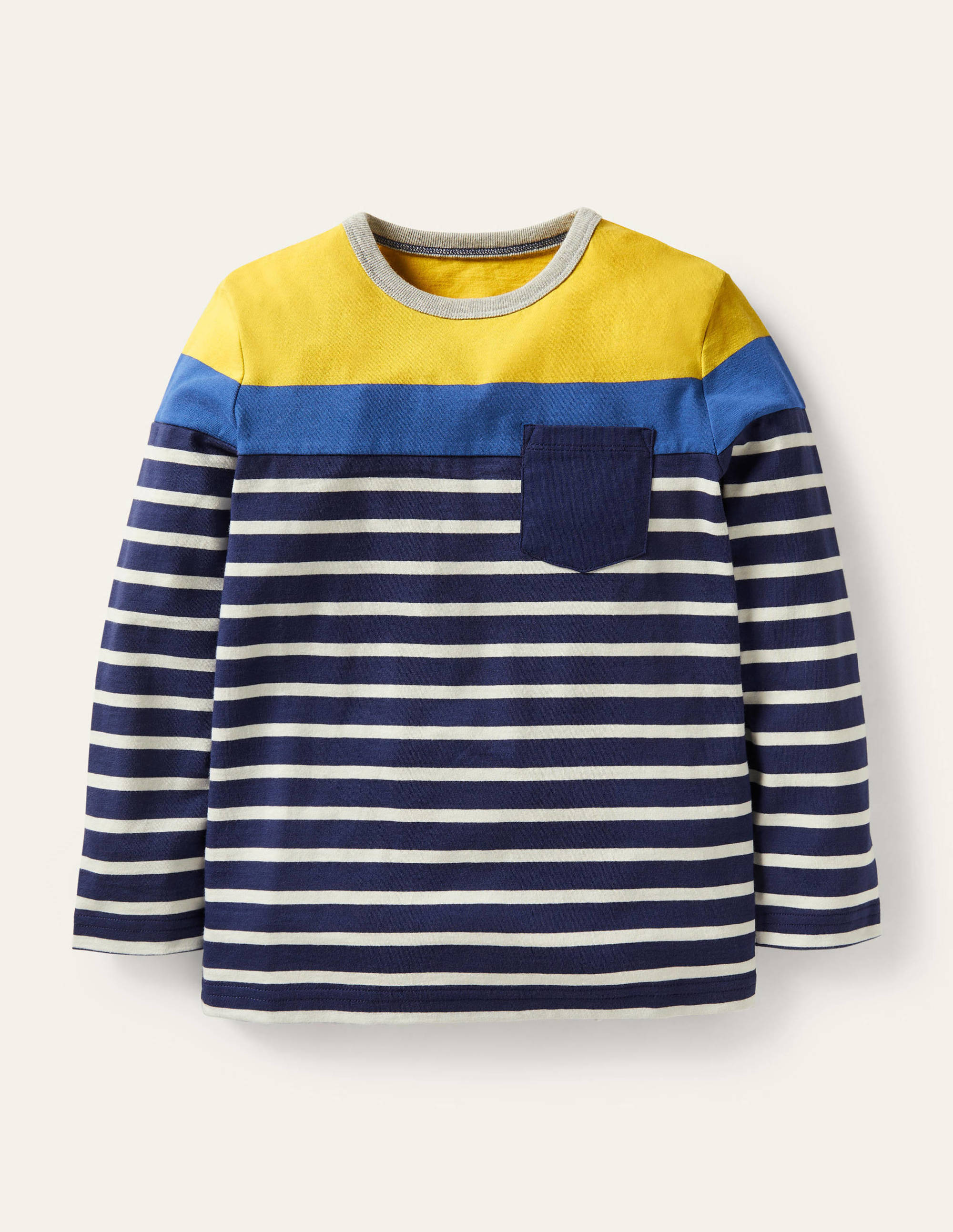 Bretonshirt mit Blockfarben-Maisgelb/Navy - Image 1