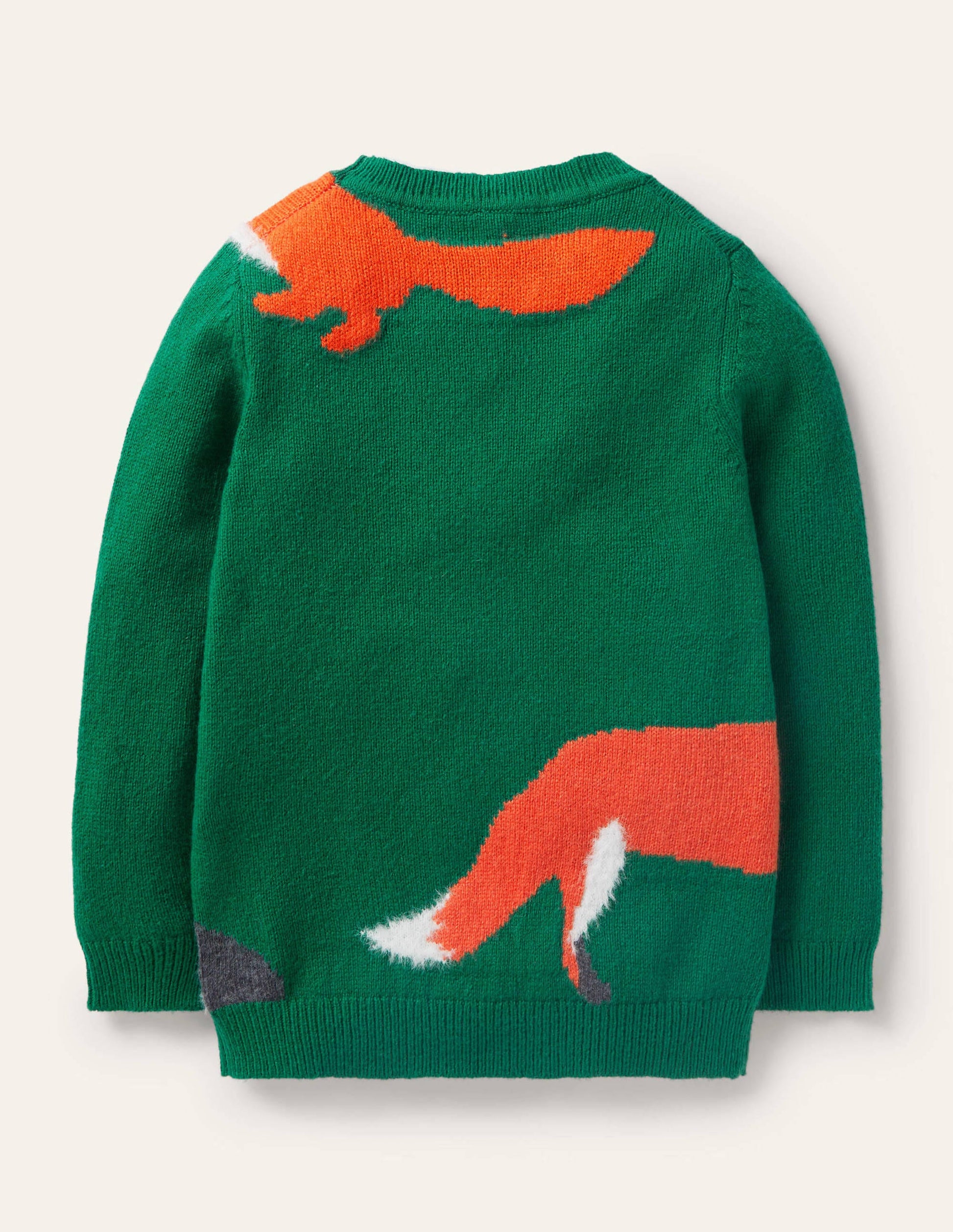 Pull col rond graphique-Animaux des bois vert forêt-2