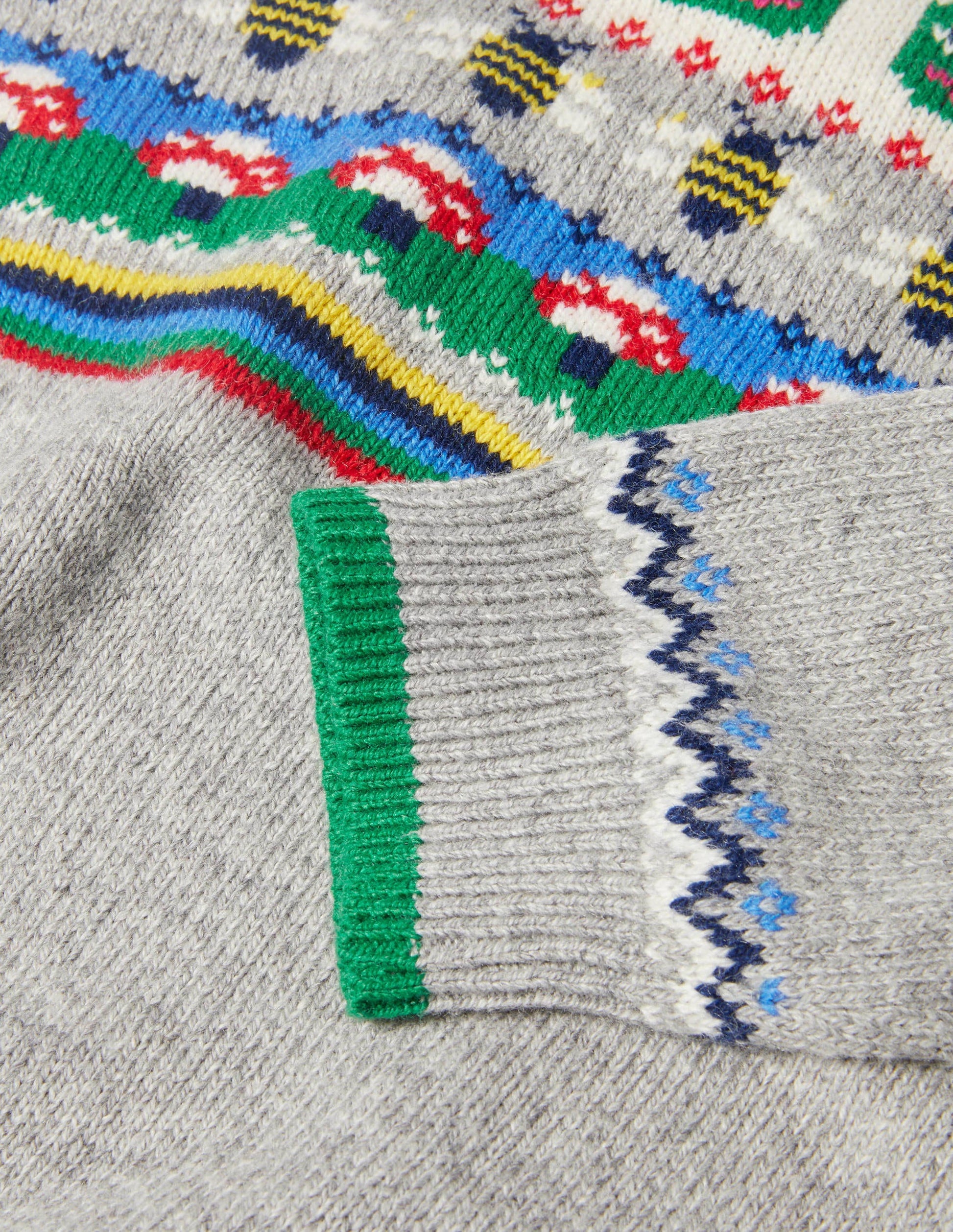 Pull col rond à motif jacquard-Grenouille gris chiné/poivron vert-3