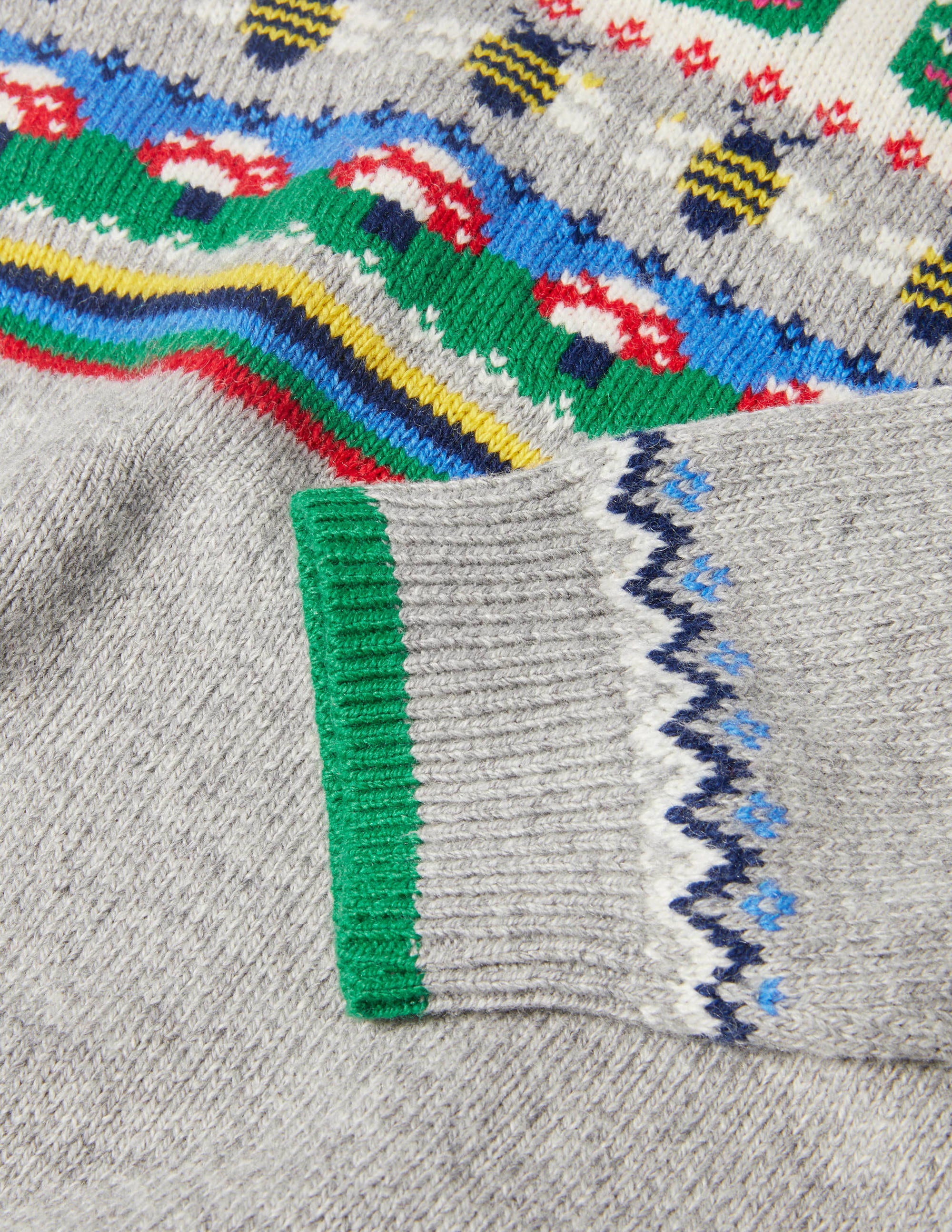 Pull col rond à motif jacquard-Grenouille gris chiné/poivron vert - Image 3