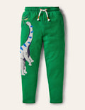 Bas de jogging à appliqué-Dinosaure vert des Highlands