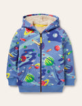 Kapuzenjacke mit kuscheligem Futter-Hellblau, Weltall