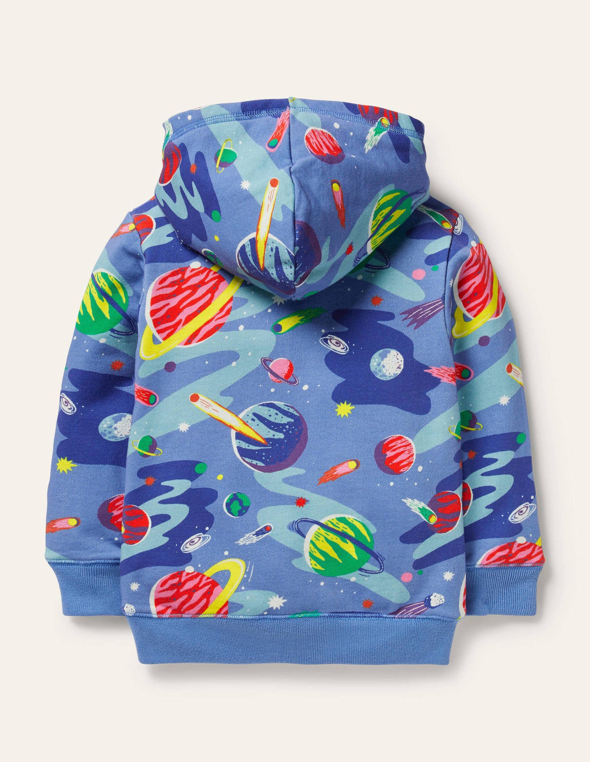 Shaggy-lined Zip-up Hoodie-Bright Blue Space-2