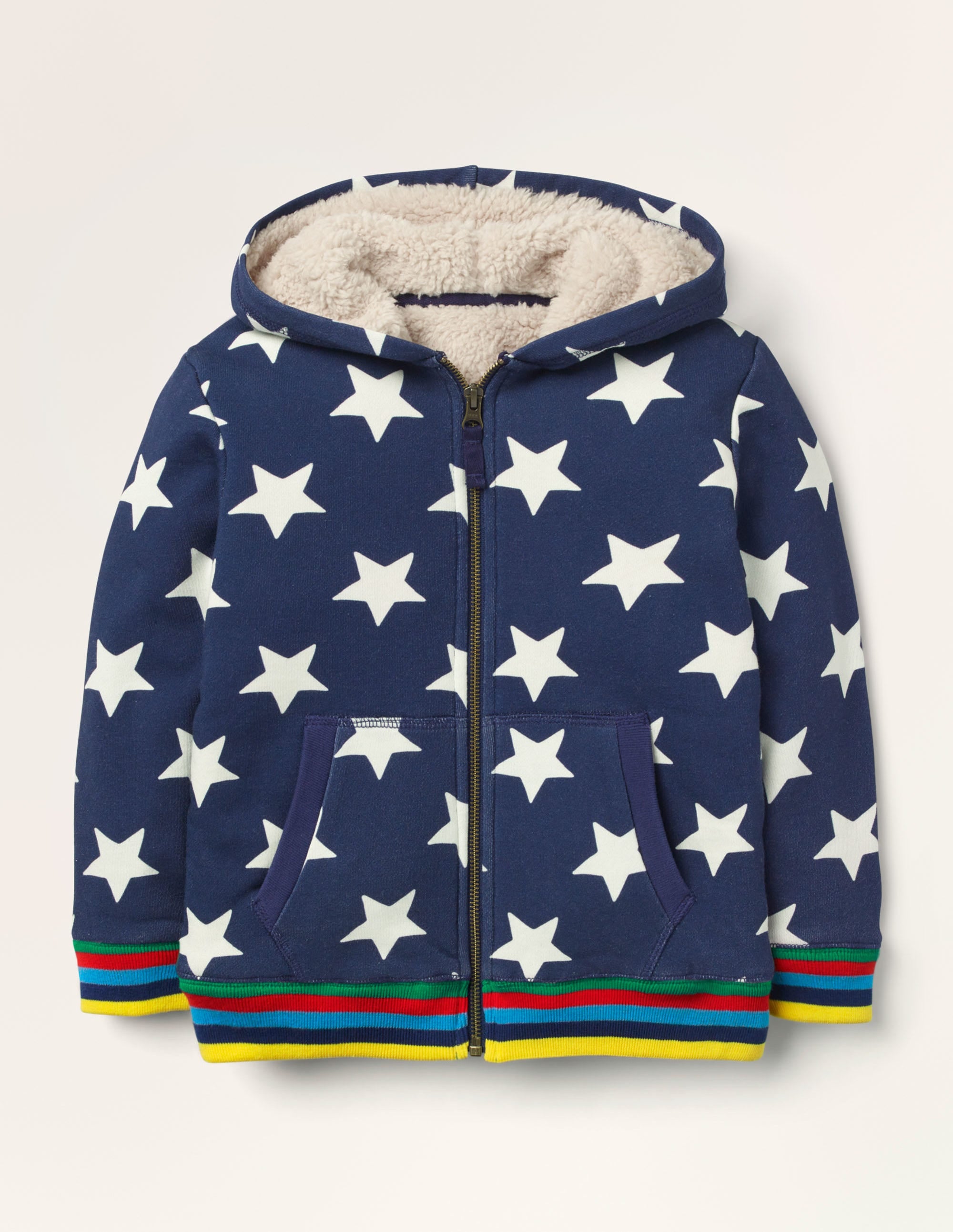 Kapuzenjacke mit kuscheligem Futter-Schuluniform-Navy, Stern - Image 1
