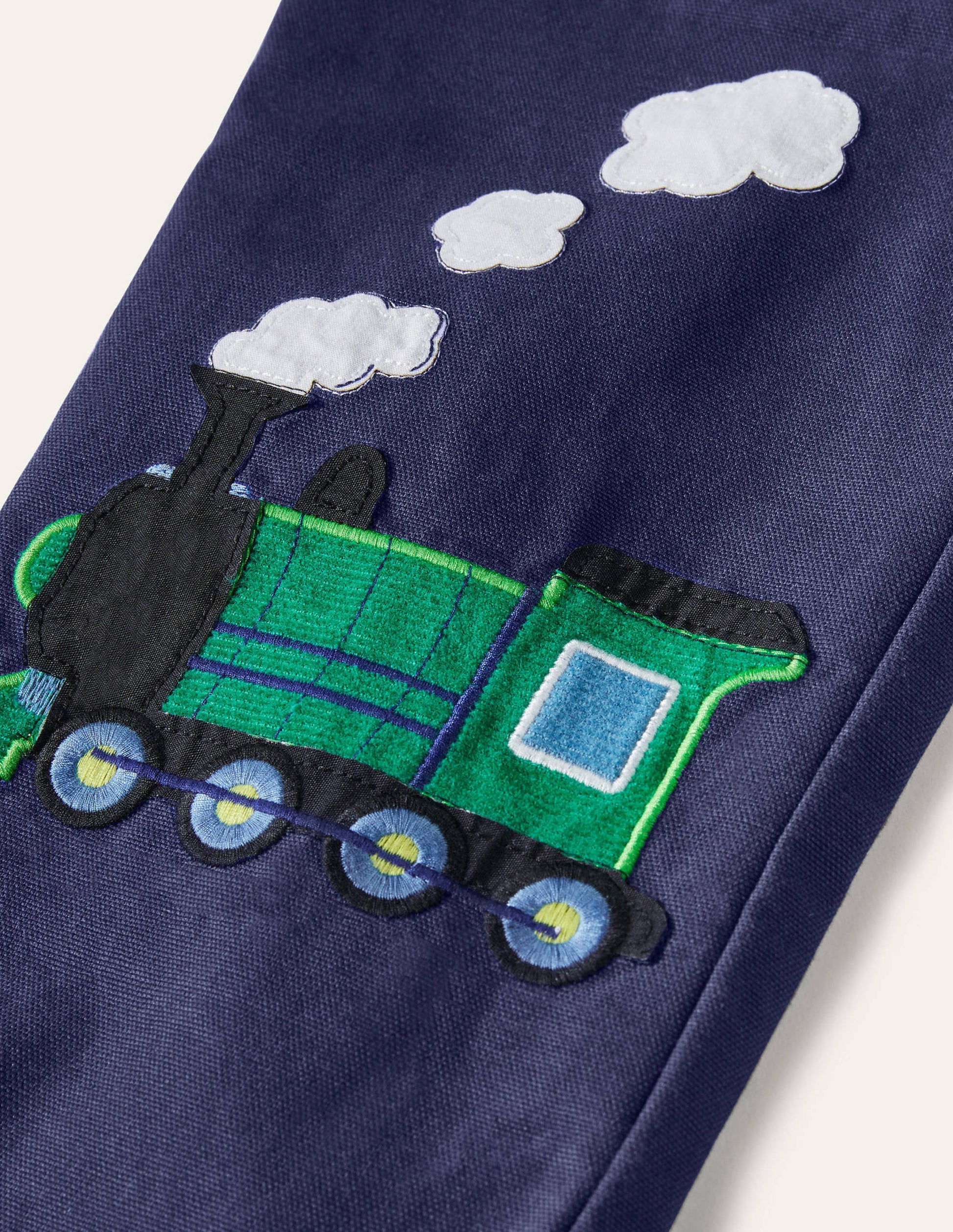 Pantalon à enfiler avec appliqué-Trains bleu tribord-3
