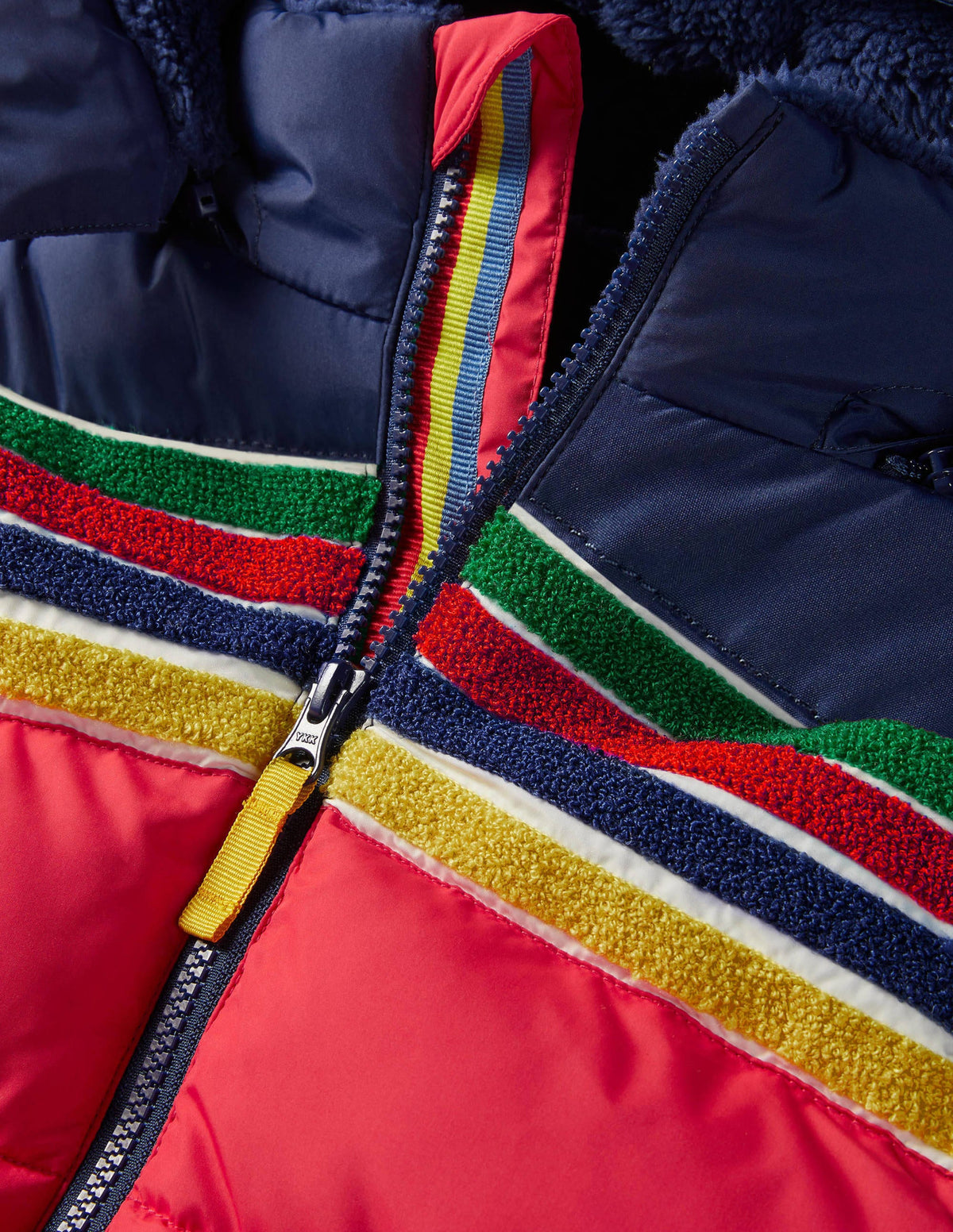 Wasserabweisende wattierte Jacke-Rockabilly-Rot/Navy, Regenbogen - Image 3