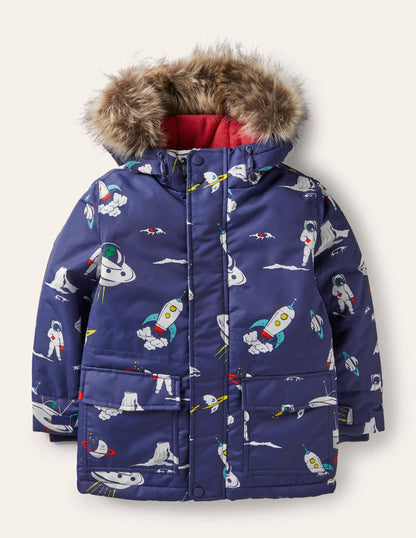Bequemer wasserdichter Parka-Segelblau, Weltall-2