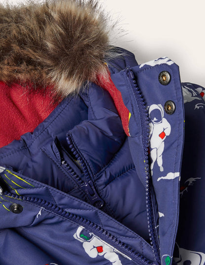 Bequemer wasserdichter Parka-Segelblau, Weltall-4