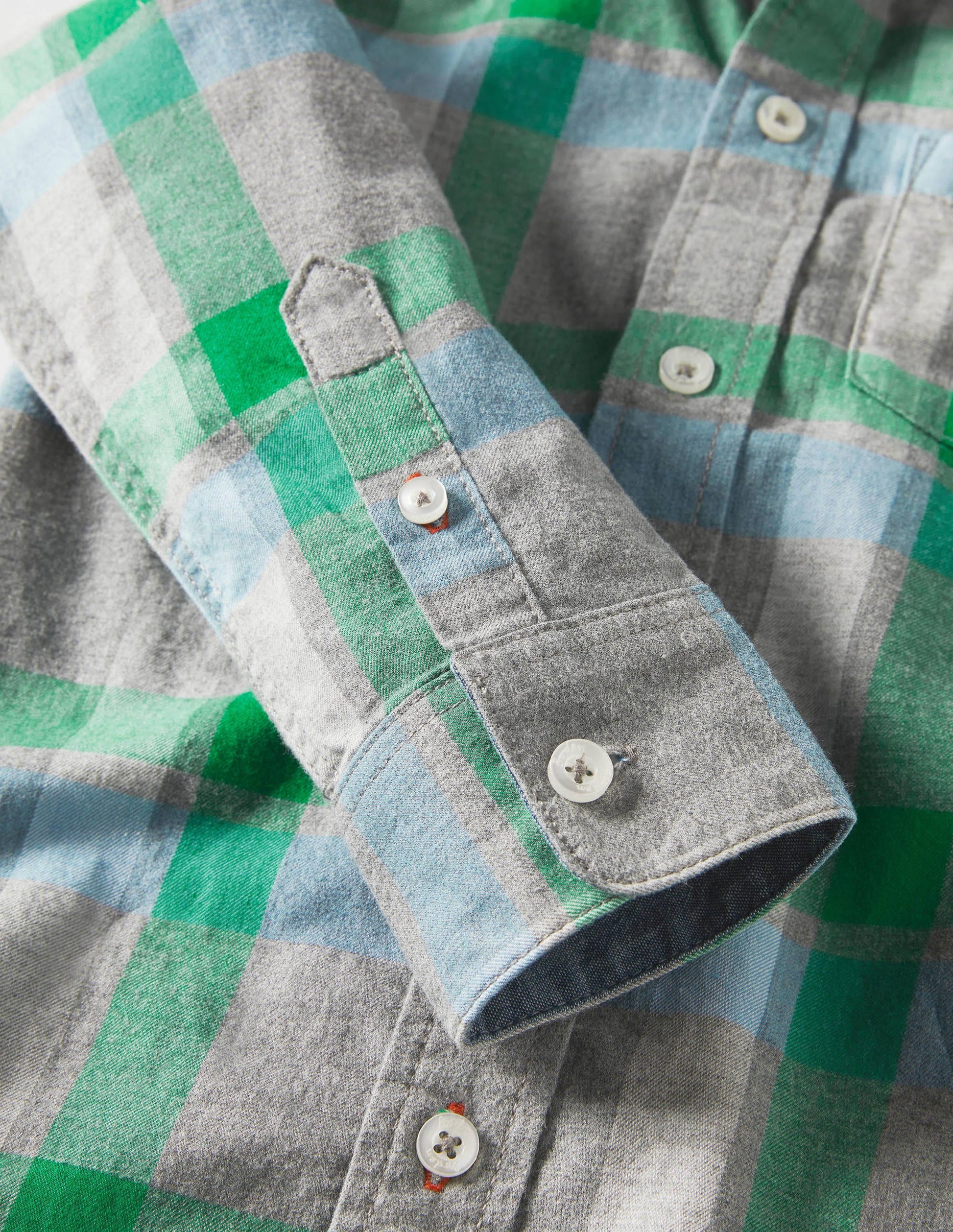 Chemise décontractée en sergé-Gris chiné/vert-3