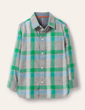 Chemise décontractée en sergé-Gris chiné/vert