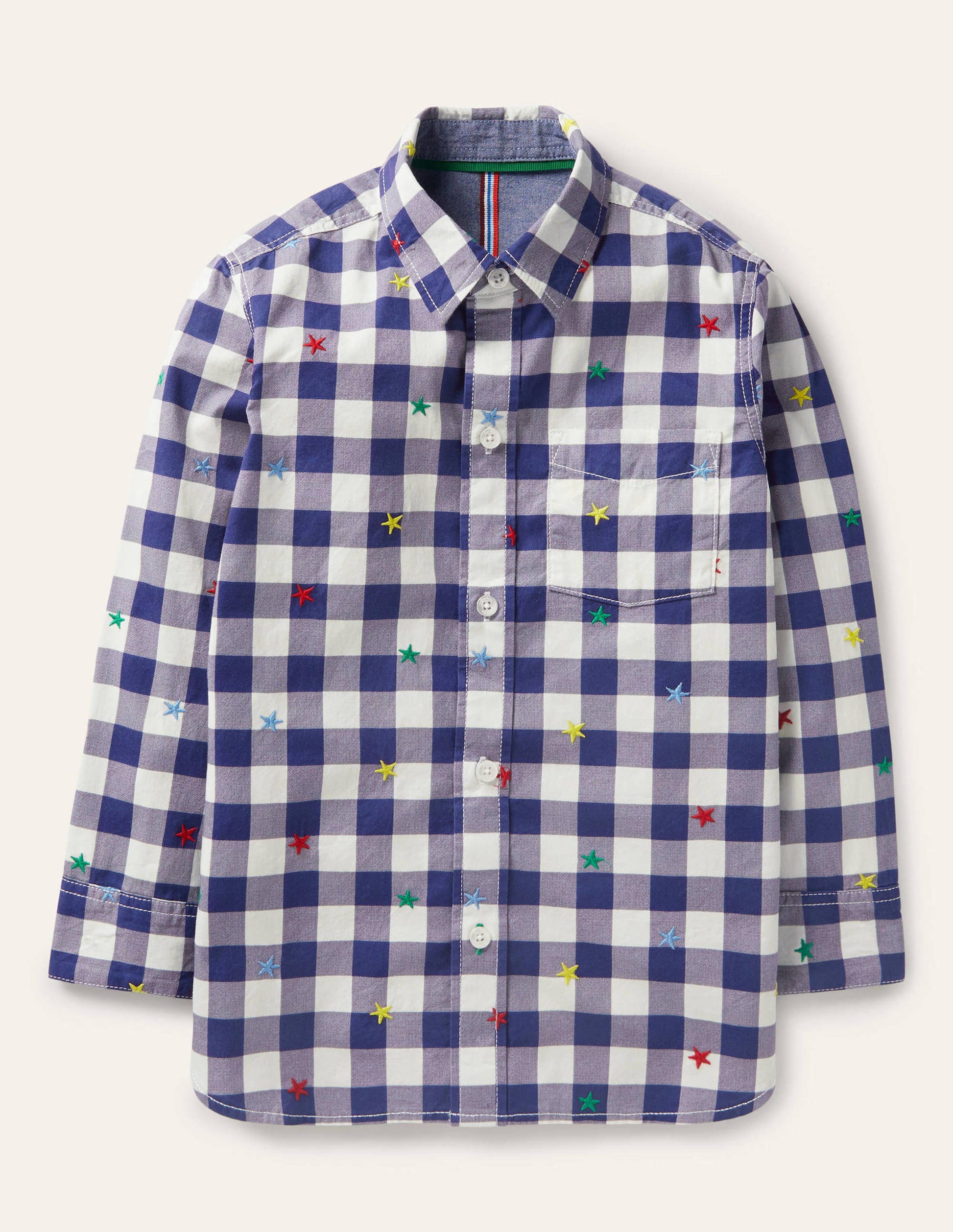 Chemise décontractée en sergé-Étoile bleu marine/arc-en-ciel ivoire-1