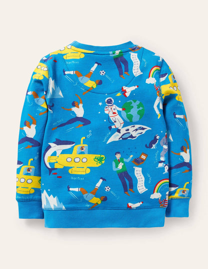 Gemustertes Sweatshirt-Marokkoblau, Helden