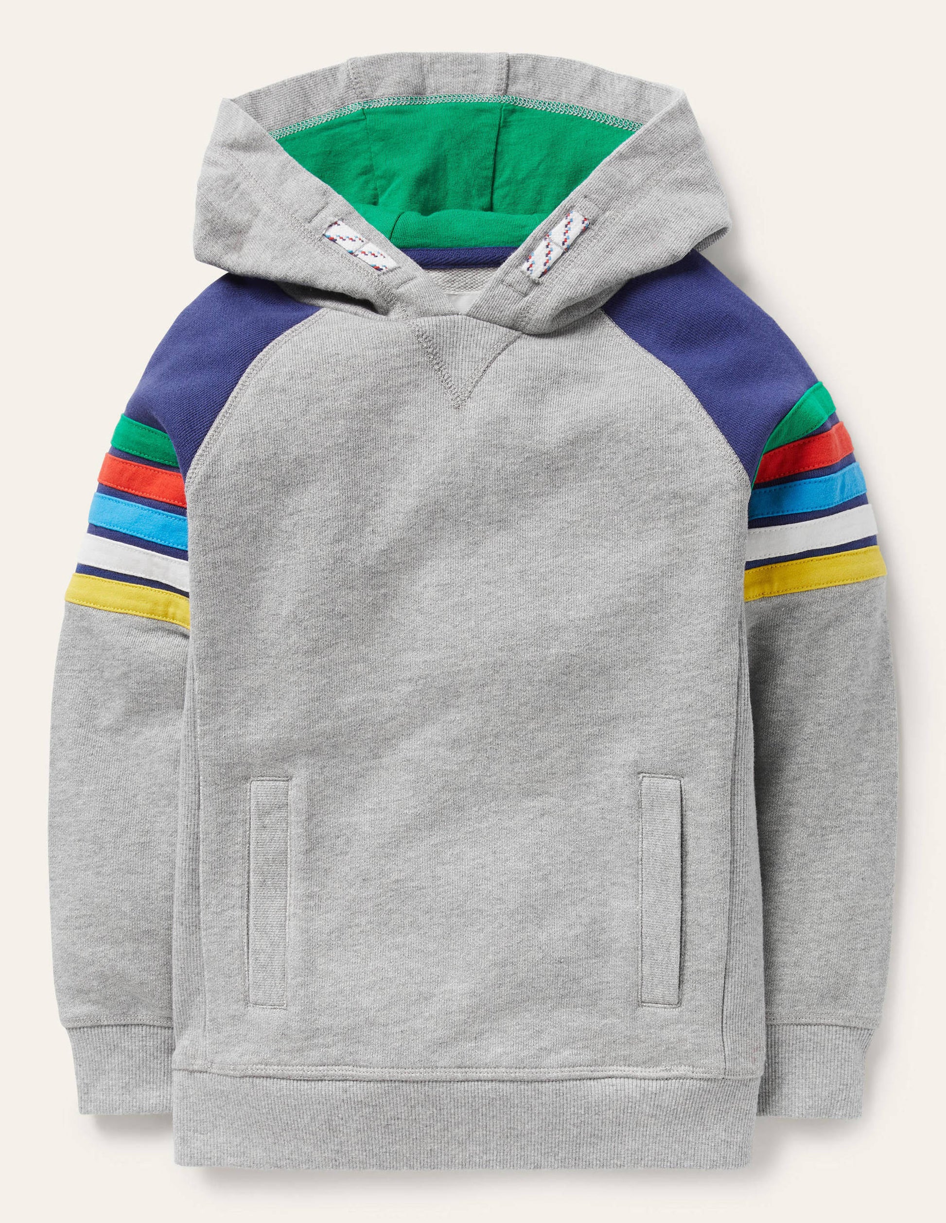 Sweat à capuche avec rayures arc-en-ciel-Arc-en-ciel gris chiné-1