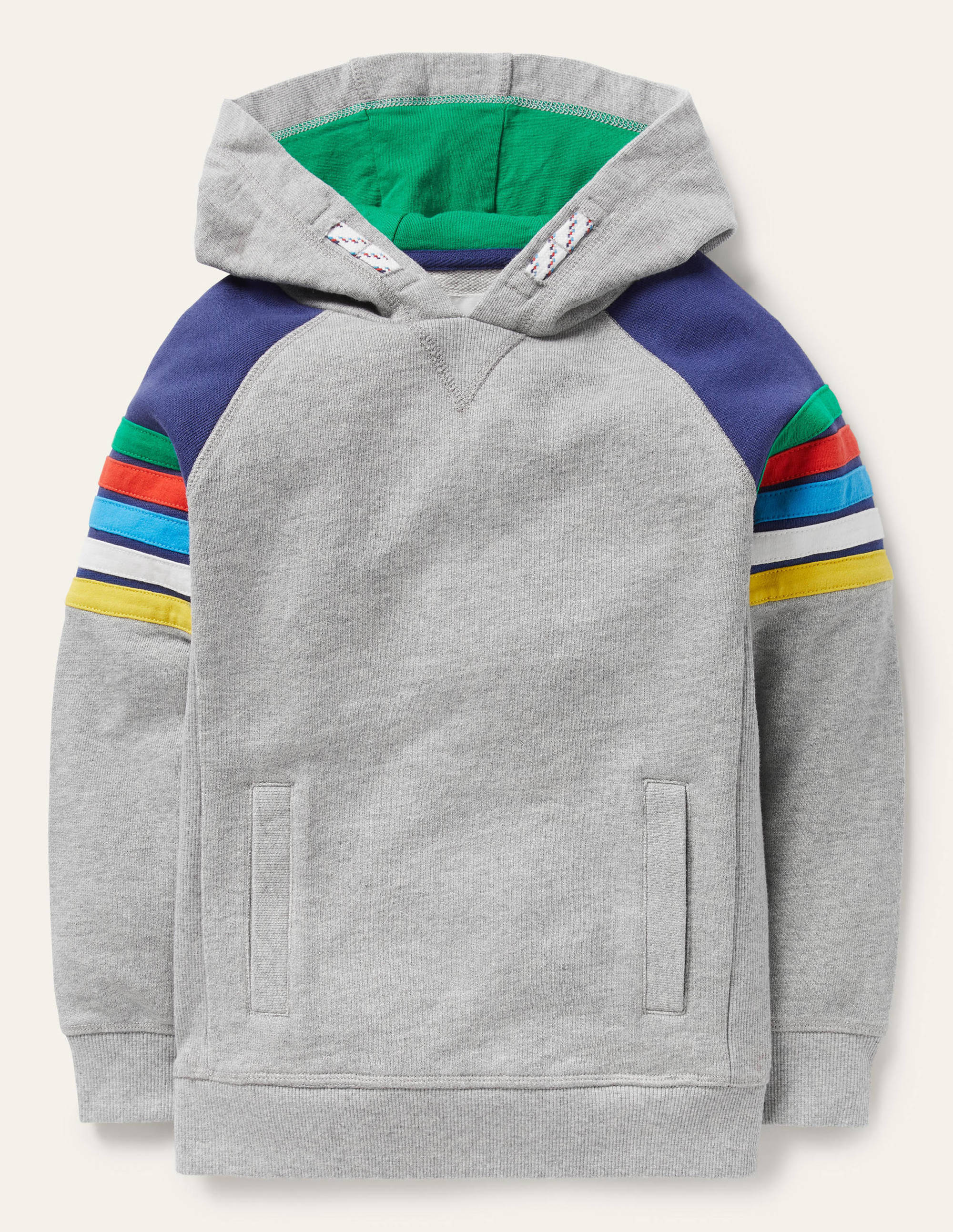 Sweat à capuche avec rayures arc-en-ciel-Arc-en-ciel gris chiné - Image 1