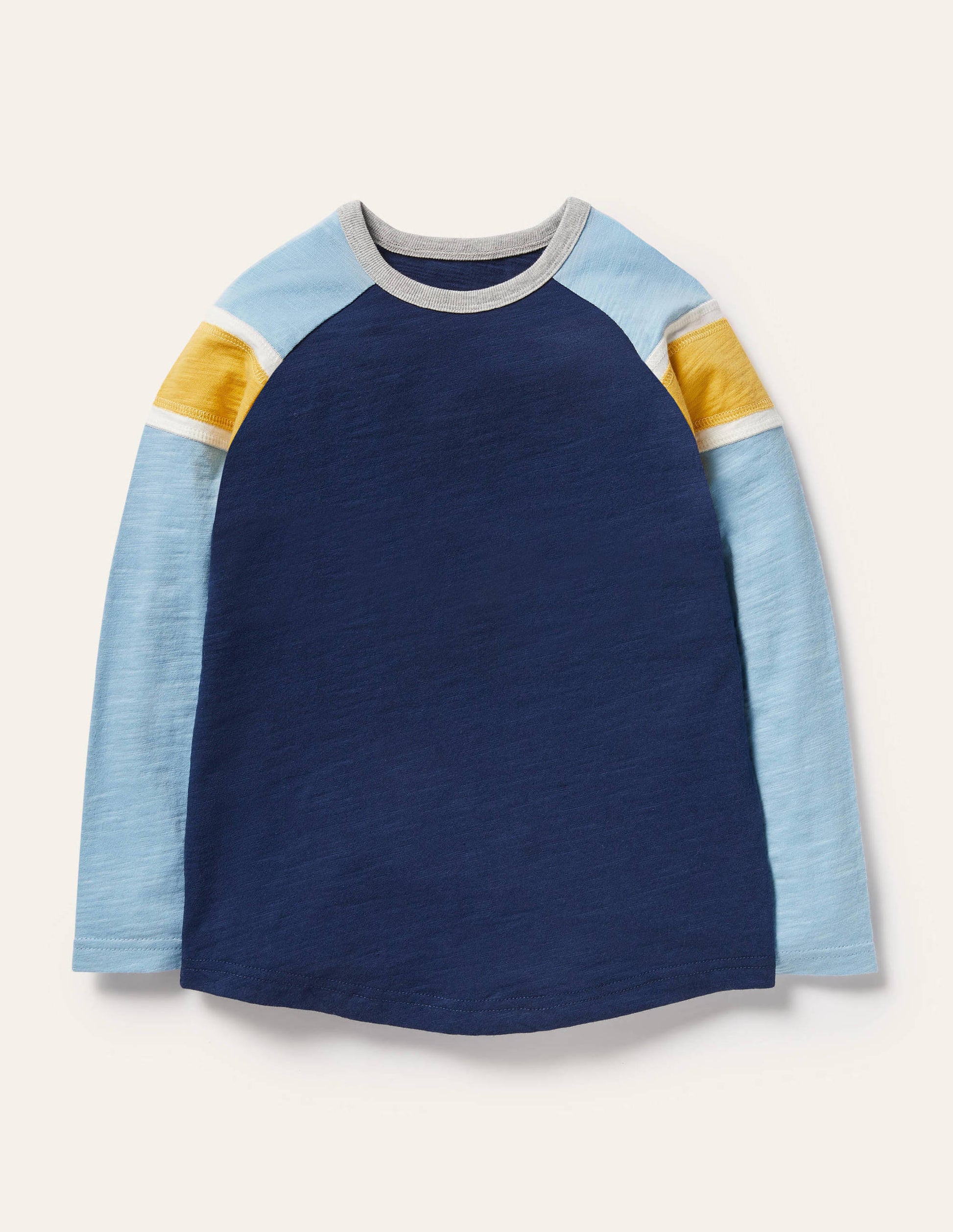 T-shirt raglan-Bleu surf/tournesol-1