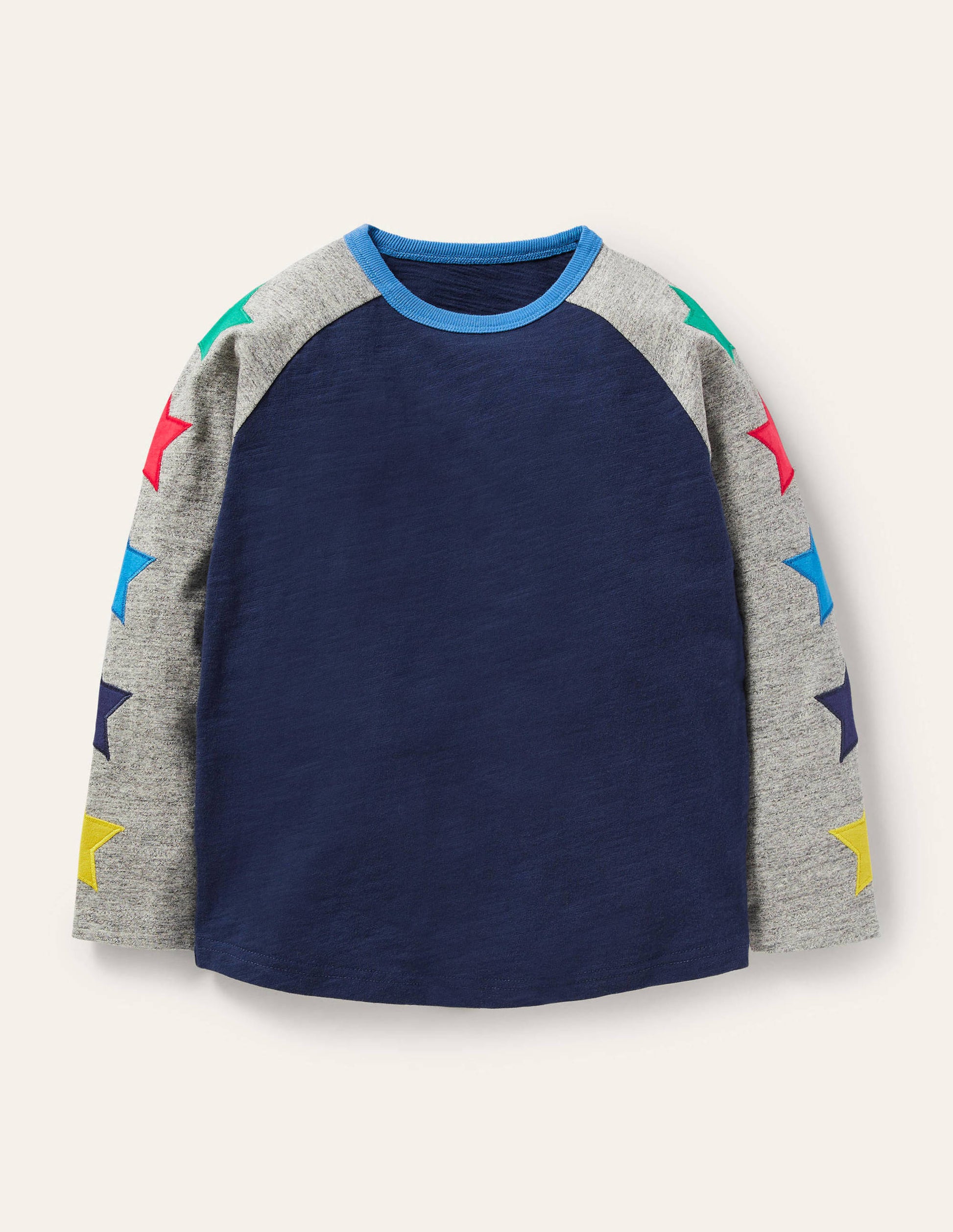 T-shirt raglan-Étoile bleu tribord/gris chiné-1