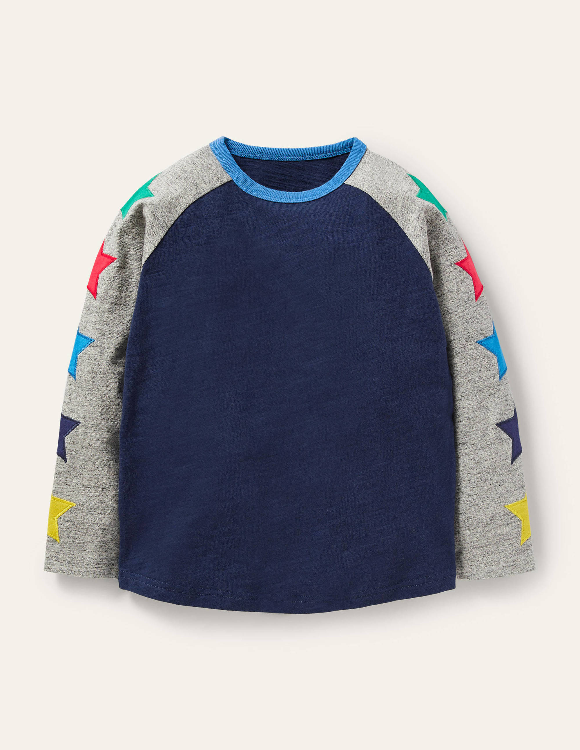 T-shirt raglan-Étoile bleu tribord/gris chiné - Image 1