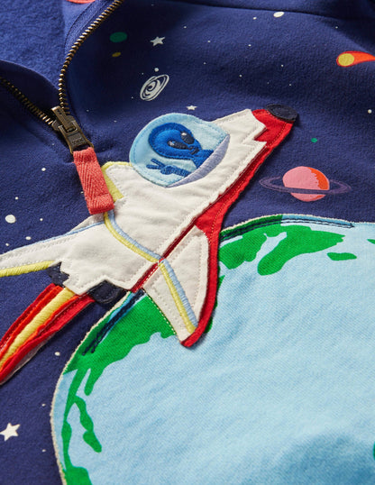 Pull cosy partiellement zippé à appliqué-Espace bleu tribord-3