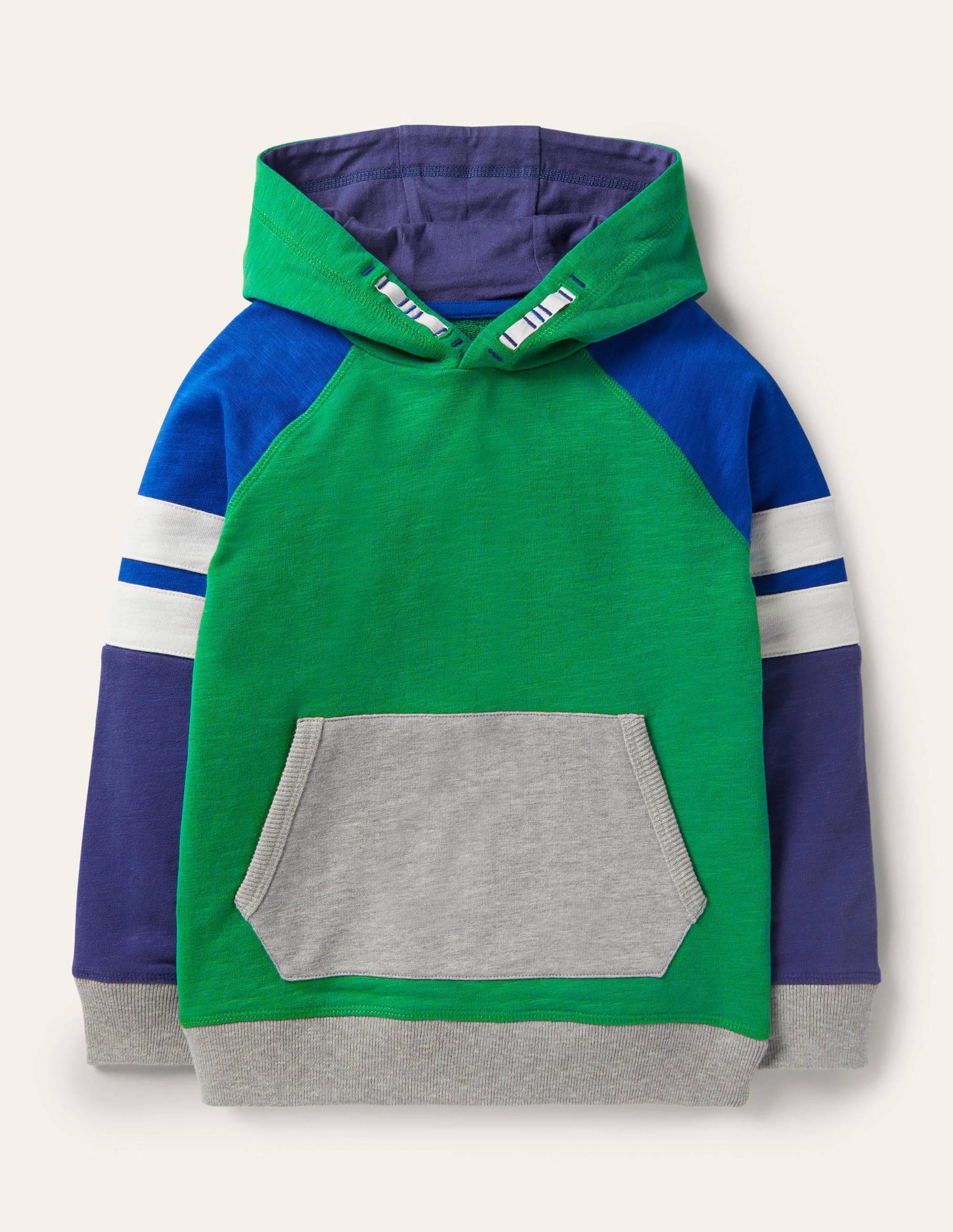 Sportlicher Hoodie mit Blockfarben-Hochlandgrün/Brillantblau-1