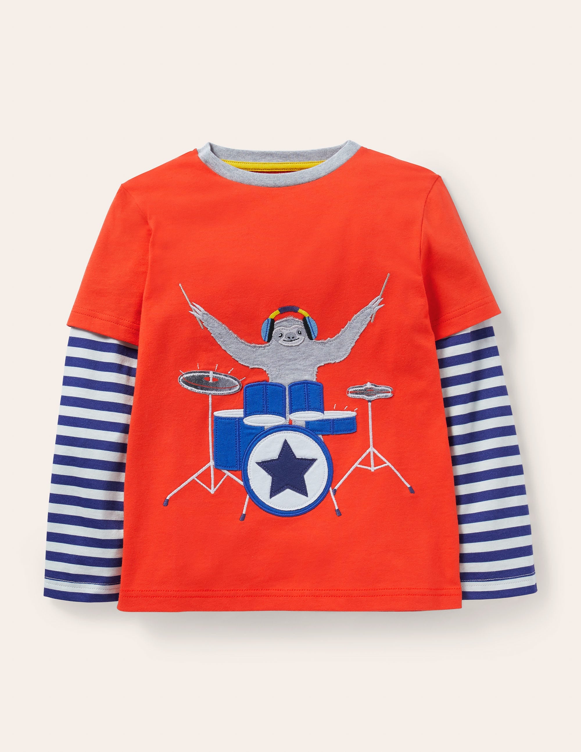 T-shirt à appliqué musique-Paresseux rouge fusée - Image 1