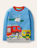 Transport Appliqué T-shirt-Surfboard Blue Vehicles