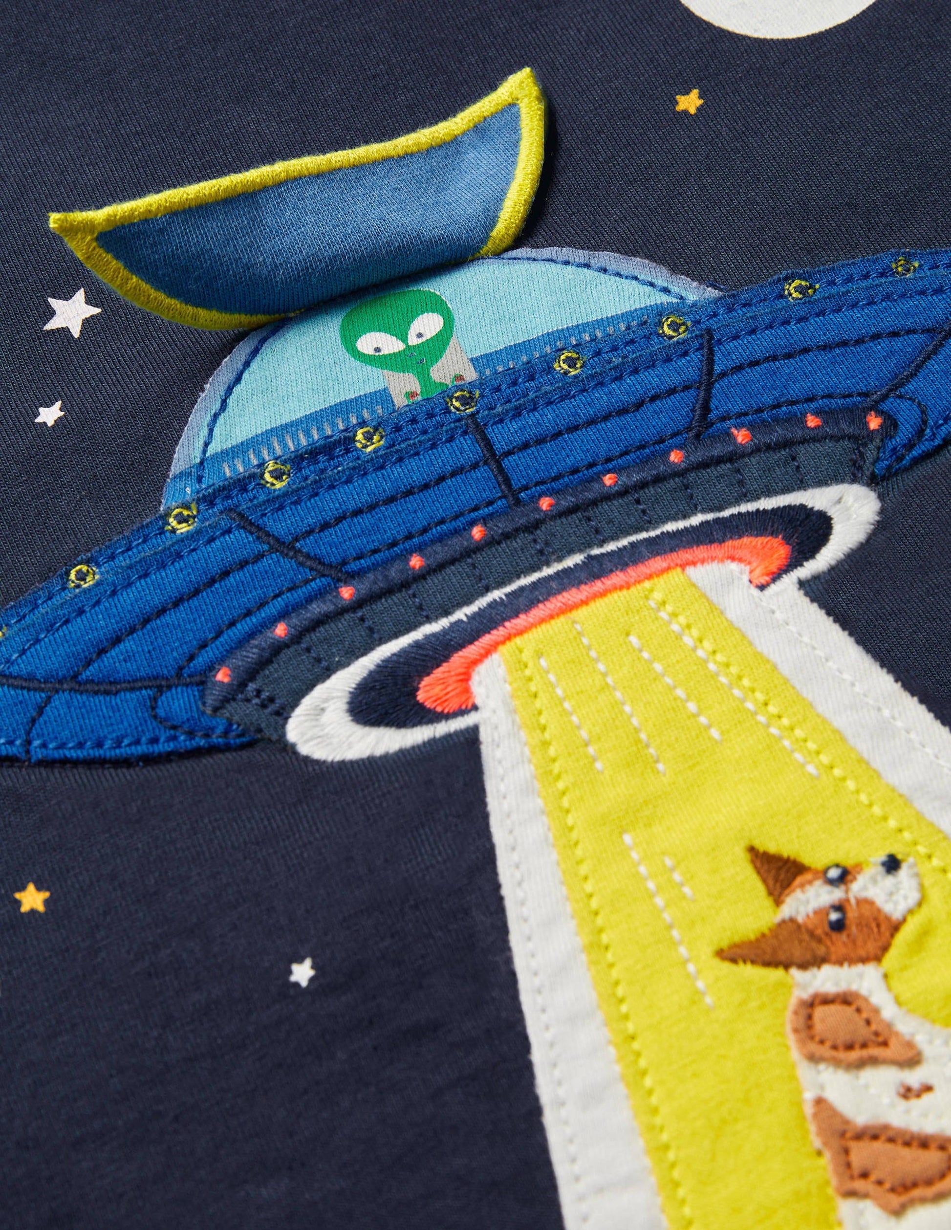 T-shirt spatial avec rabat à soulever-Atterrissage d'OVNI bleu orageux-3