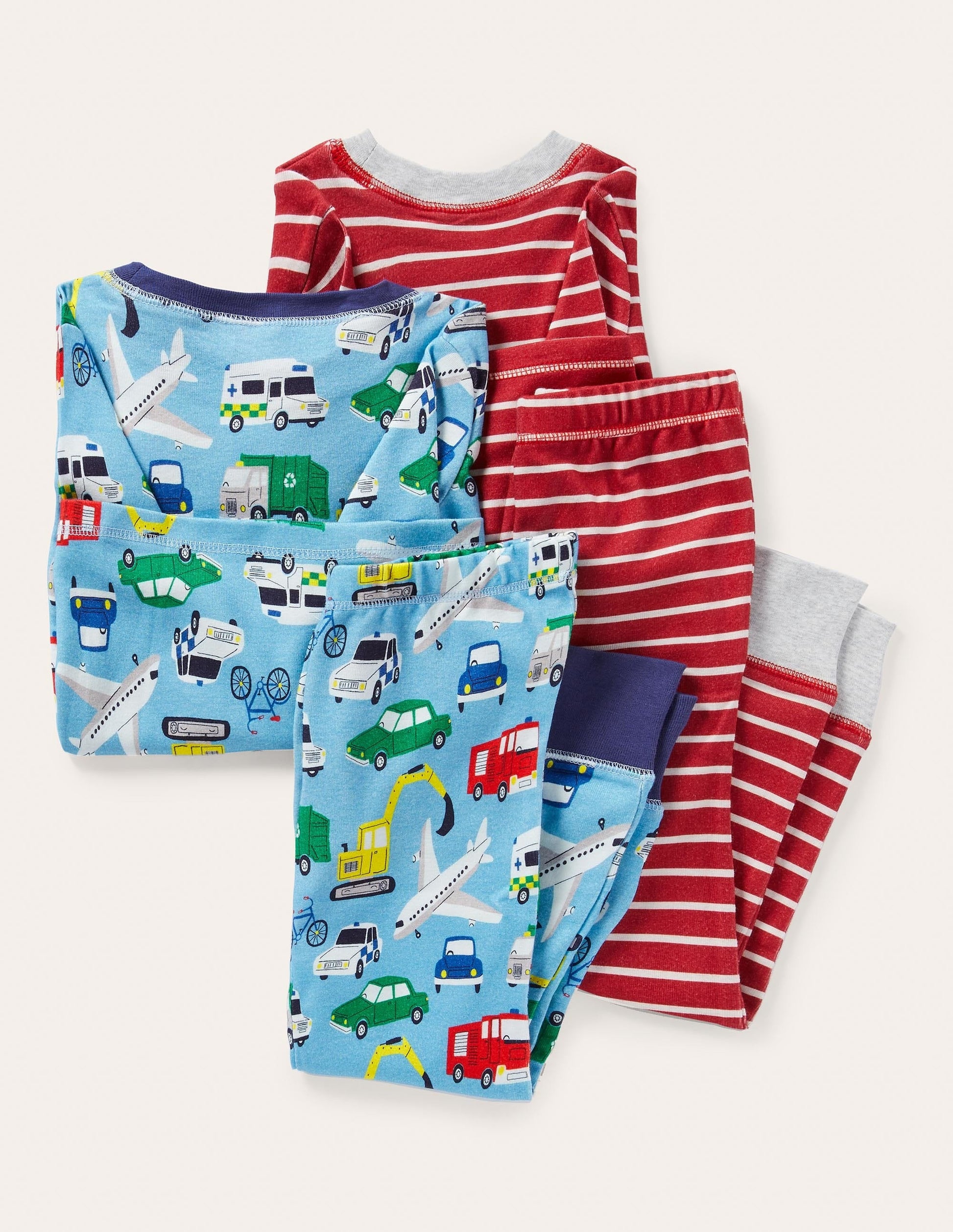 2 pyjamas douillets-Véhicules bleu surf-2