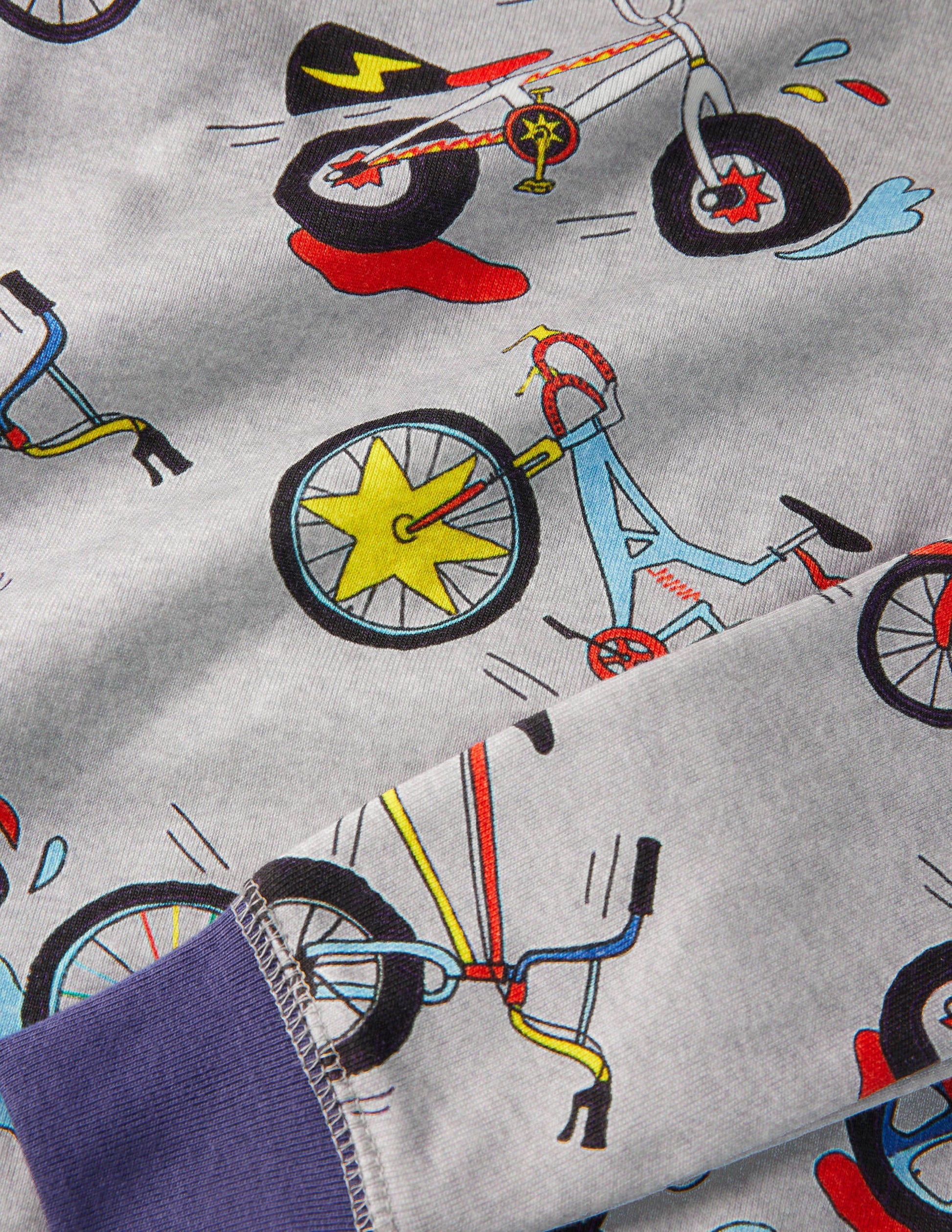 Langer Schlafanzug mit anliegender Passform-Grau Meliert, Fahrräder-3