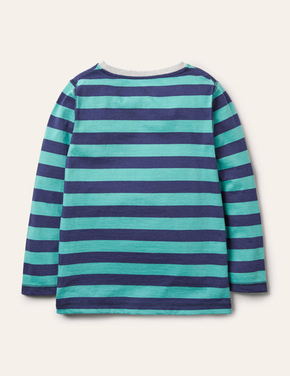Superweiches Oberteil mit langen Ärmeln-Bachblau/Navy-2