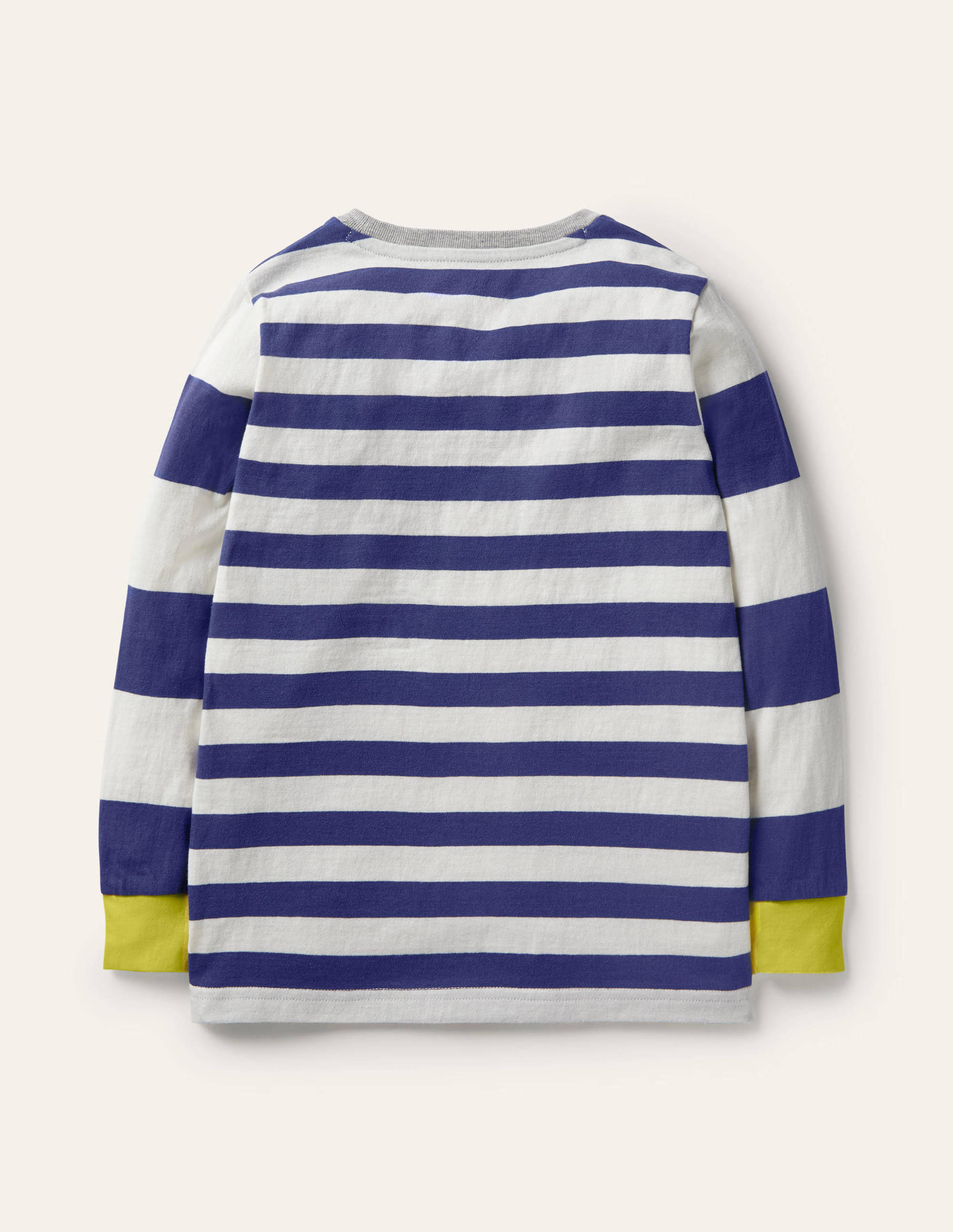 Stripe Animal Appliqué T-shirt-College Navy/Ivory Frog - Image 2