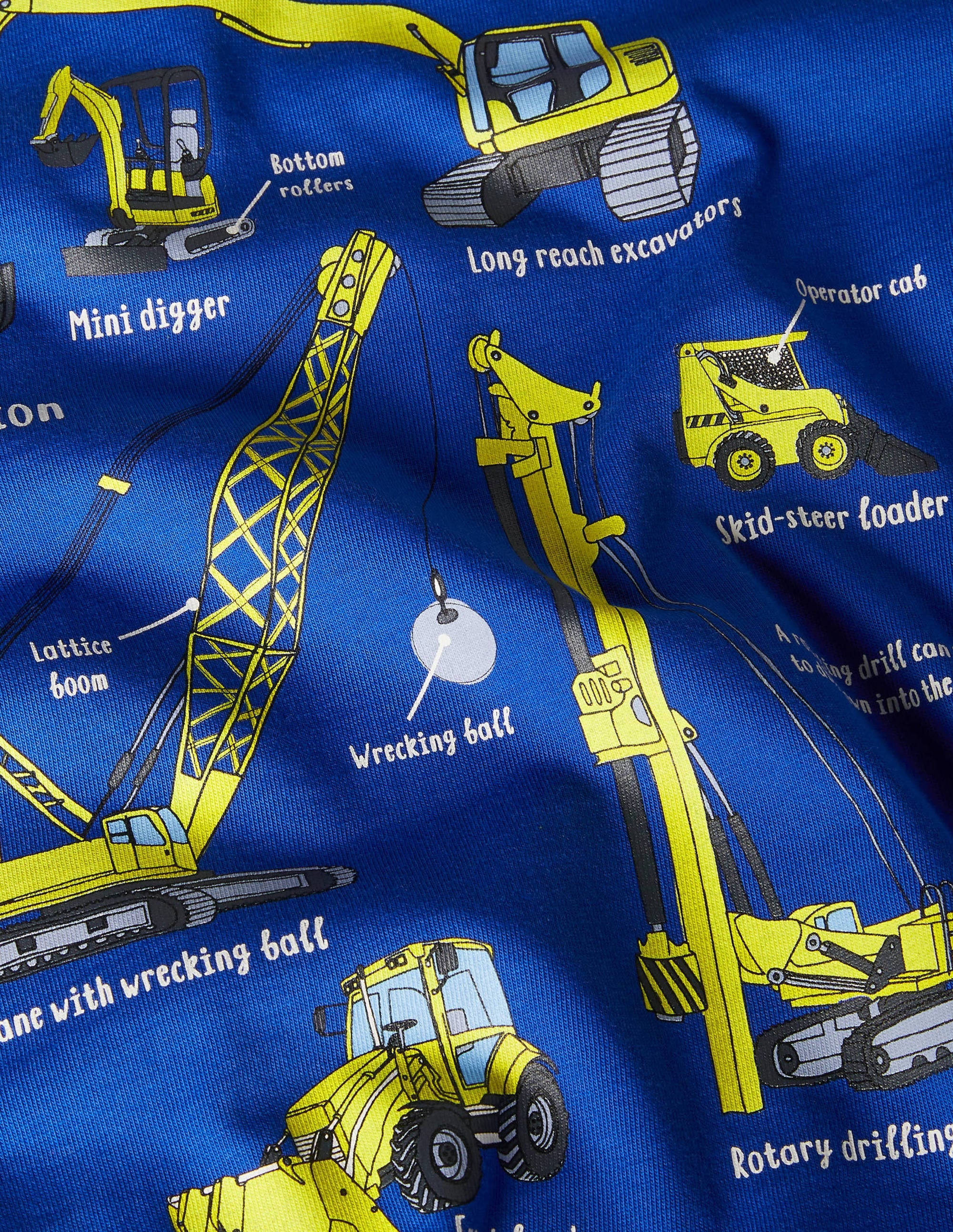 T-shirt éducatif à motif véhicule-Pelleteuses bleu brillant - Image 3
