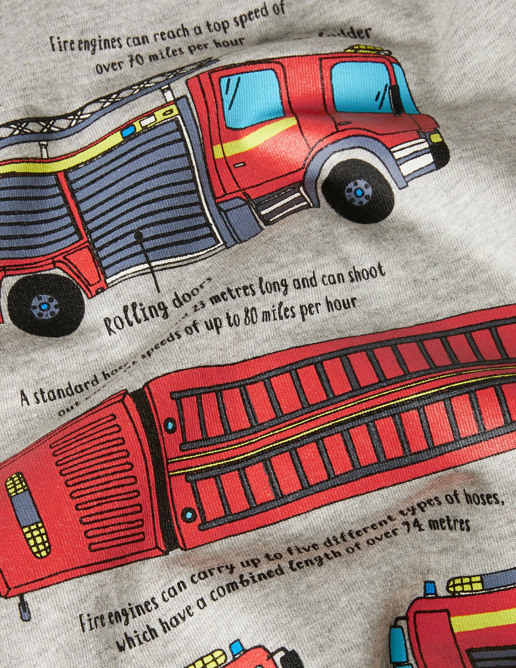 T-shirt éducatif à motif véhicule-Camion de pompiers gris chiné - Image 3